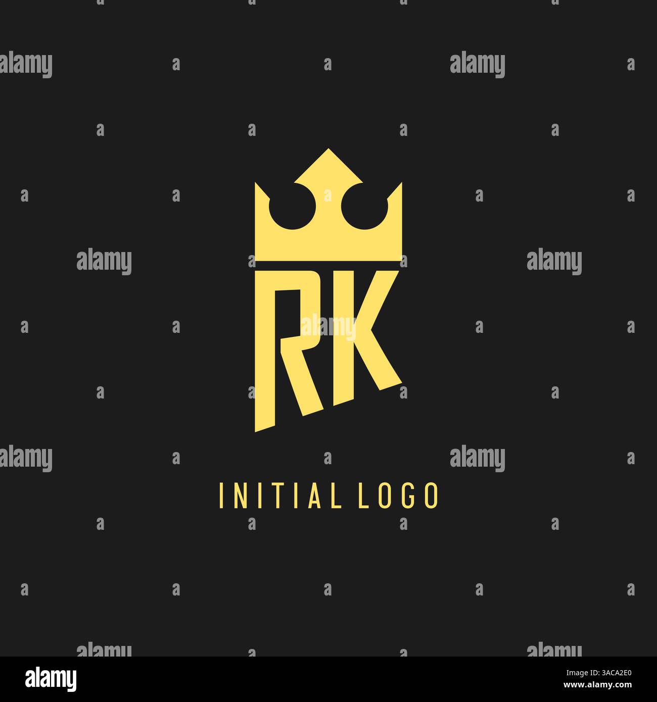Monogram RK logo shield crown shape, elegant and luxury initial logo style vector graphic Stock Vector