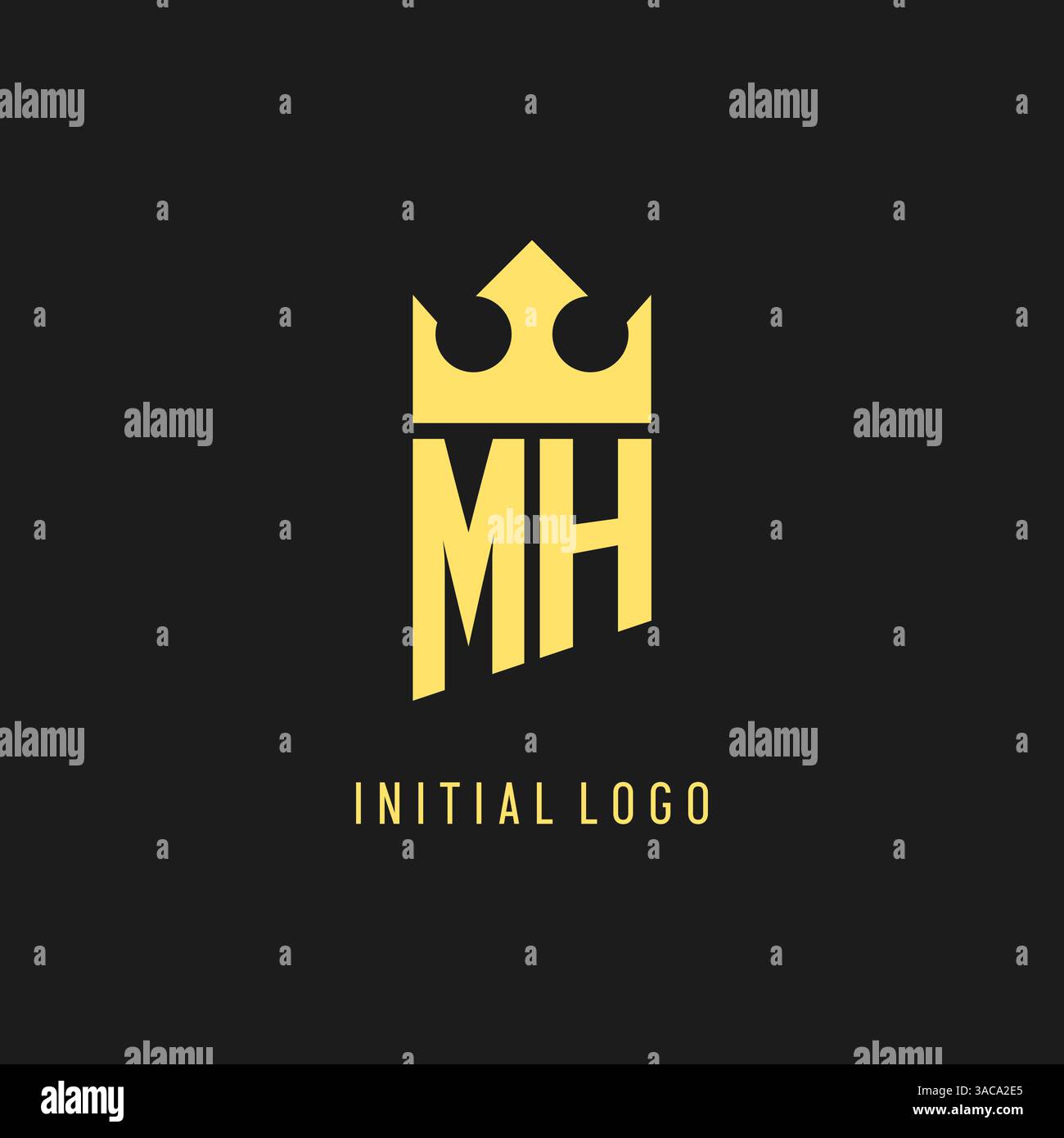 Monogram MH logo shield crown shape, elegant and luxury initial logo style vector graphic Stock Vector