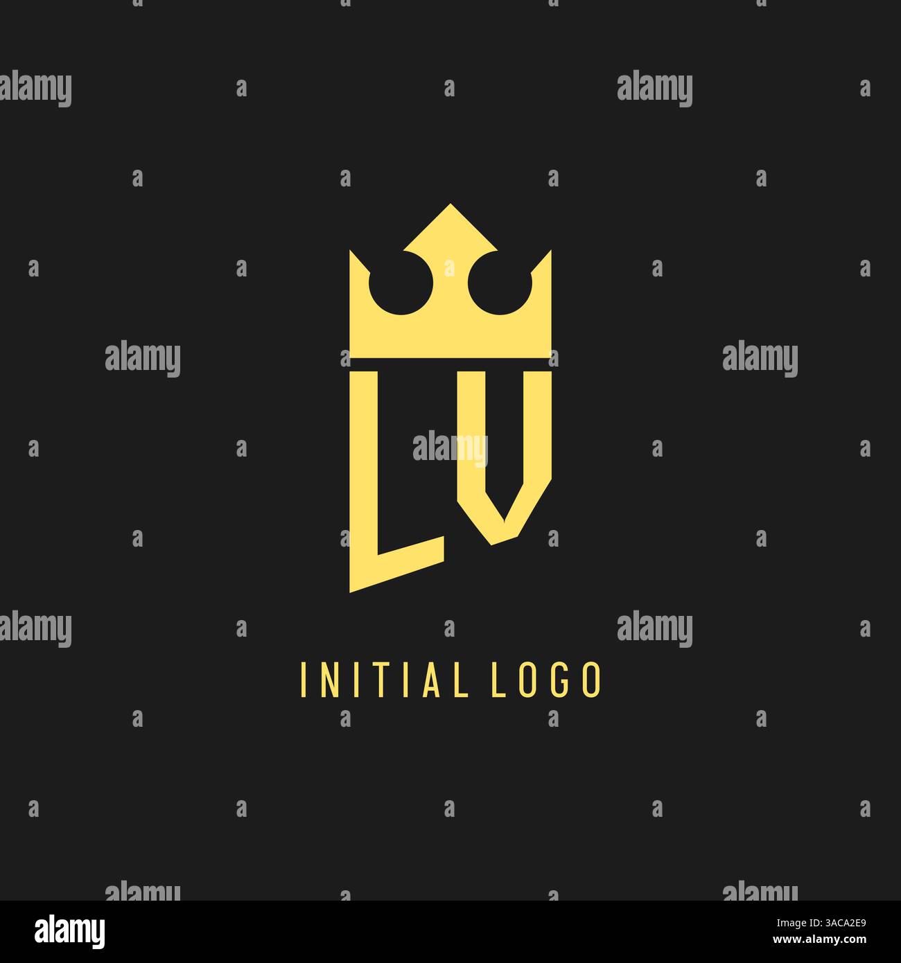 Monogram LV logo shield crown shape, elegant and luxury initial logo style vector graphic Stock Vector