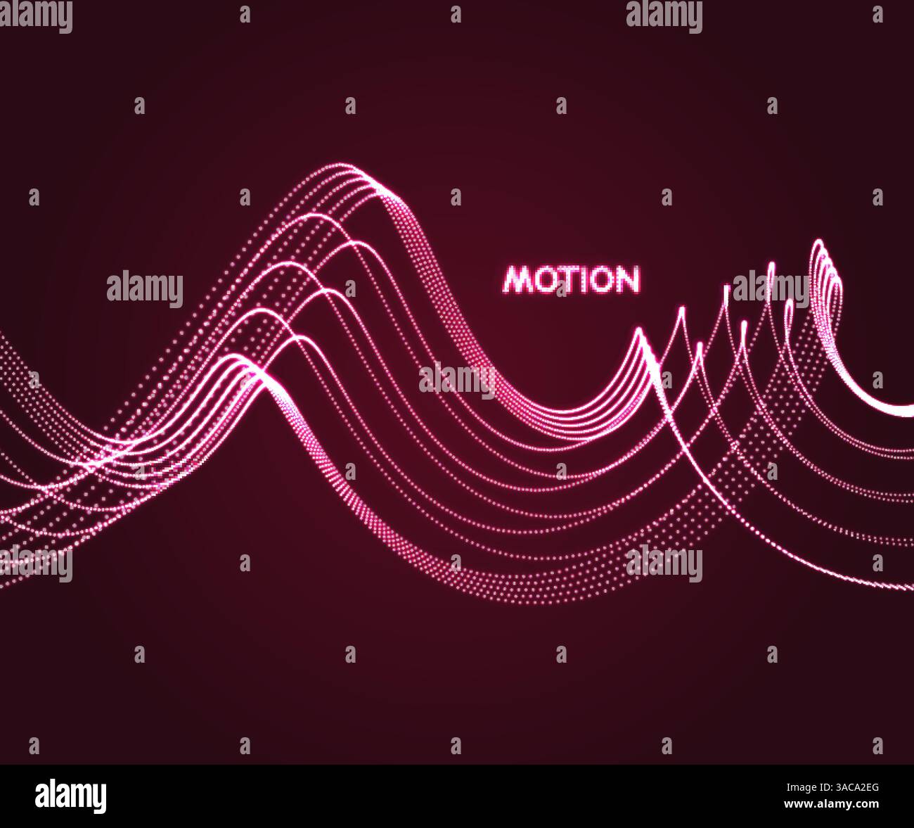 Wavy background. Array with dynamic particles. Composition with motion effect. 3d technology style. Vector illustration. Stock Vector