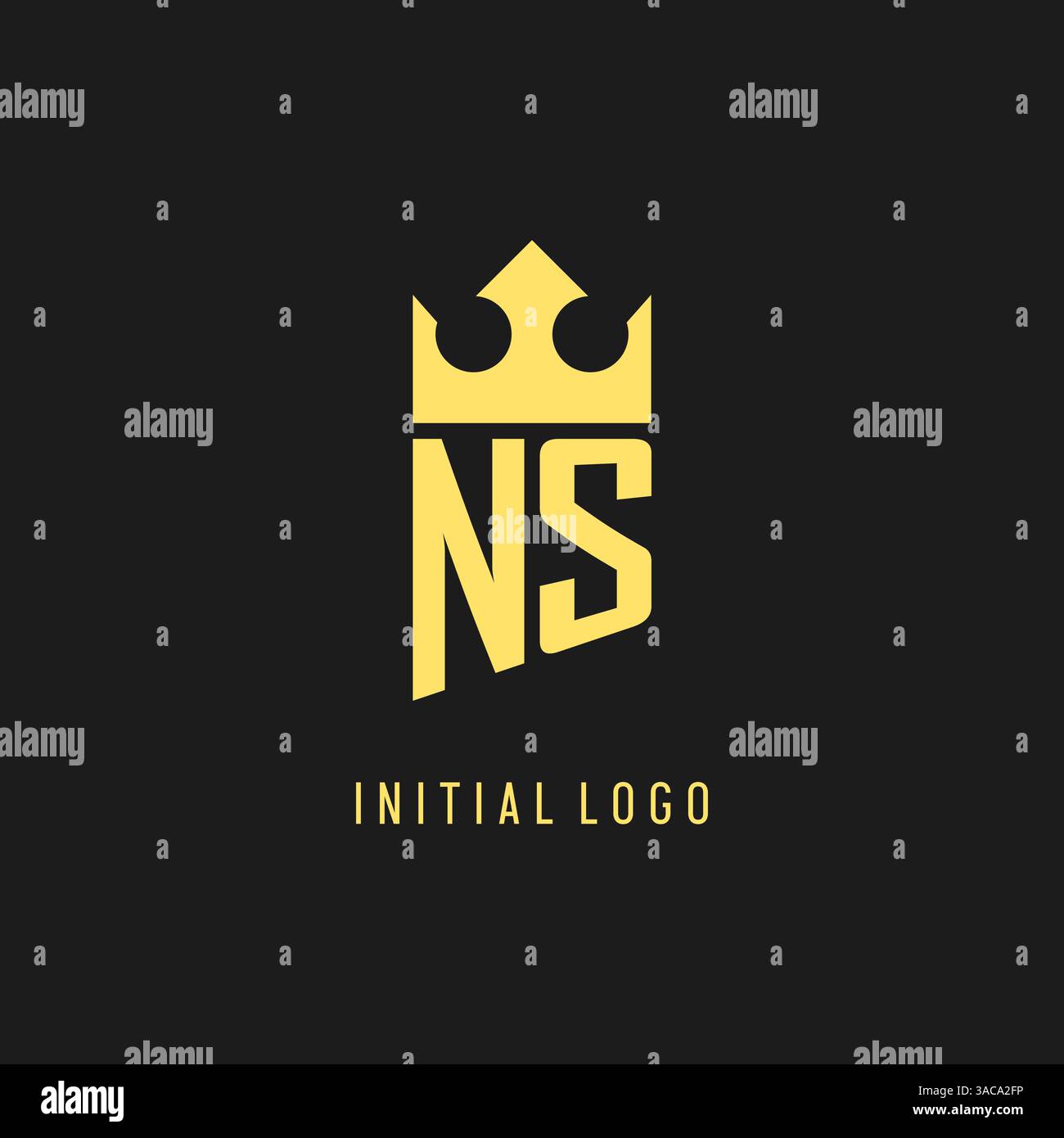 Monogram NS logo shield crown shape, elegant and luxury initial logo style vector graphic Stock Vector