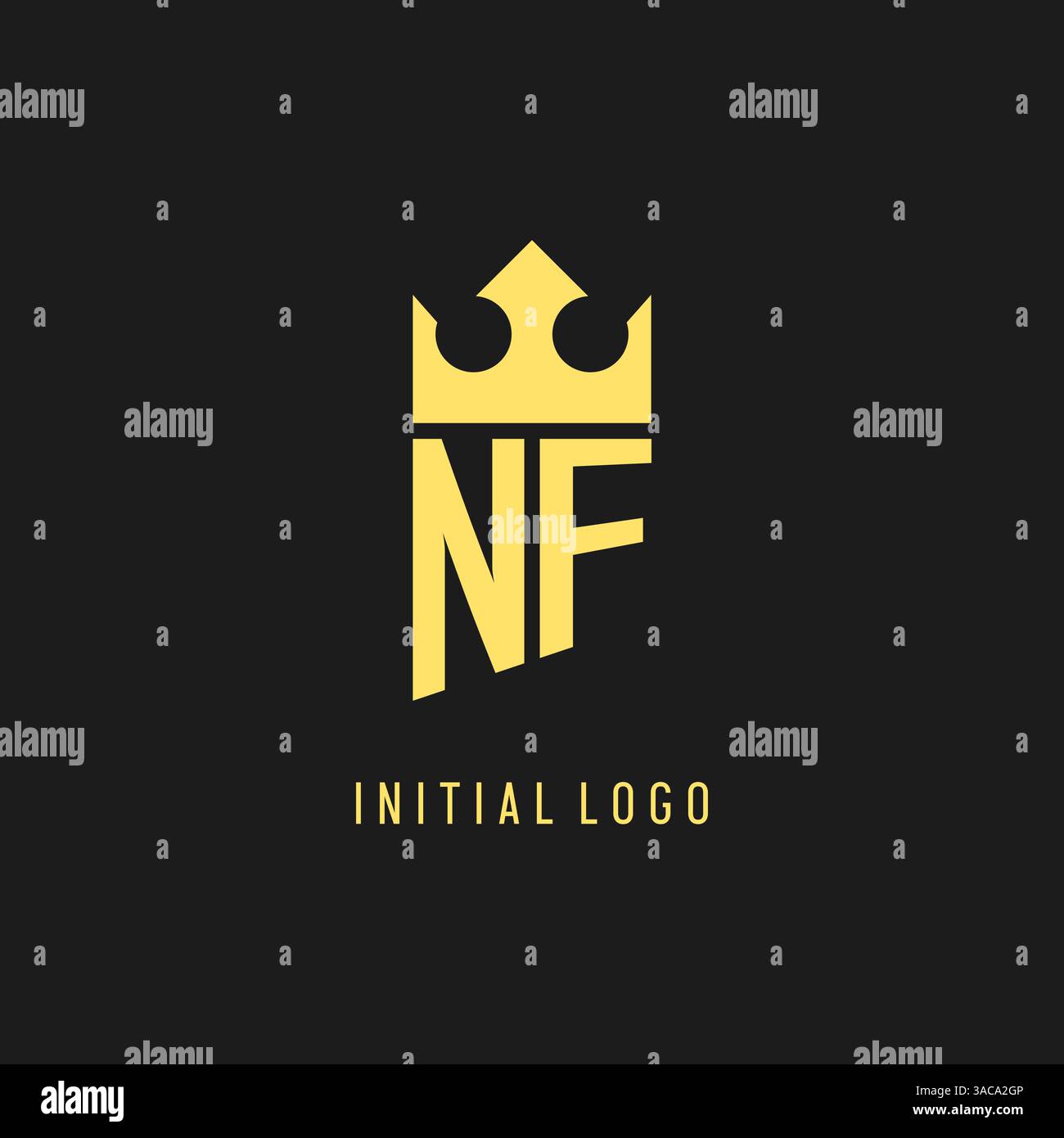 Monogram NF logo shield crown shape, elegant and luxury initial logo style vector graphic Stock Vector