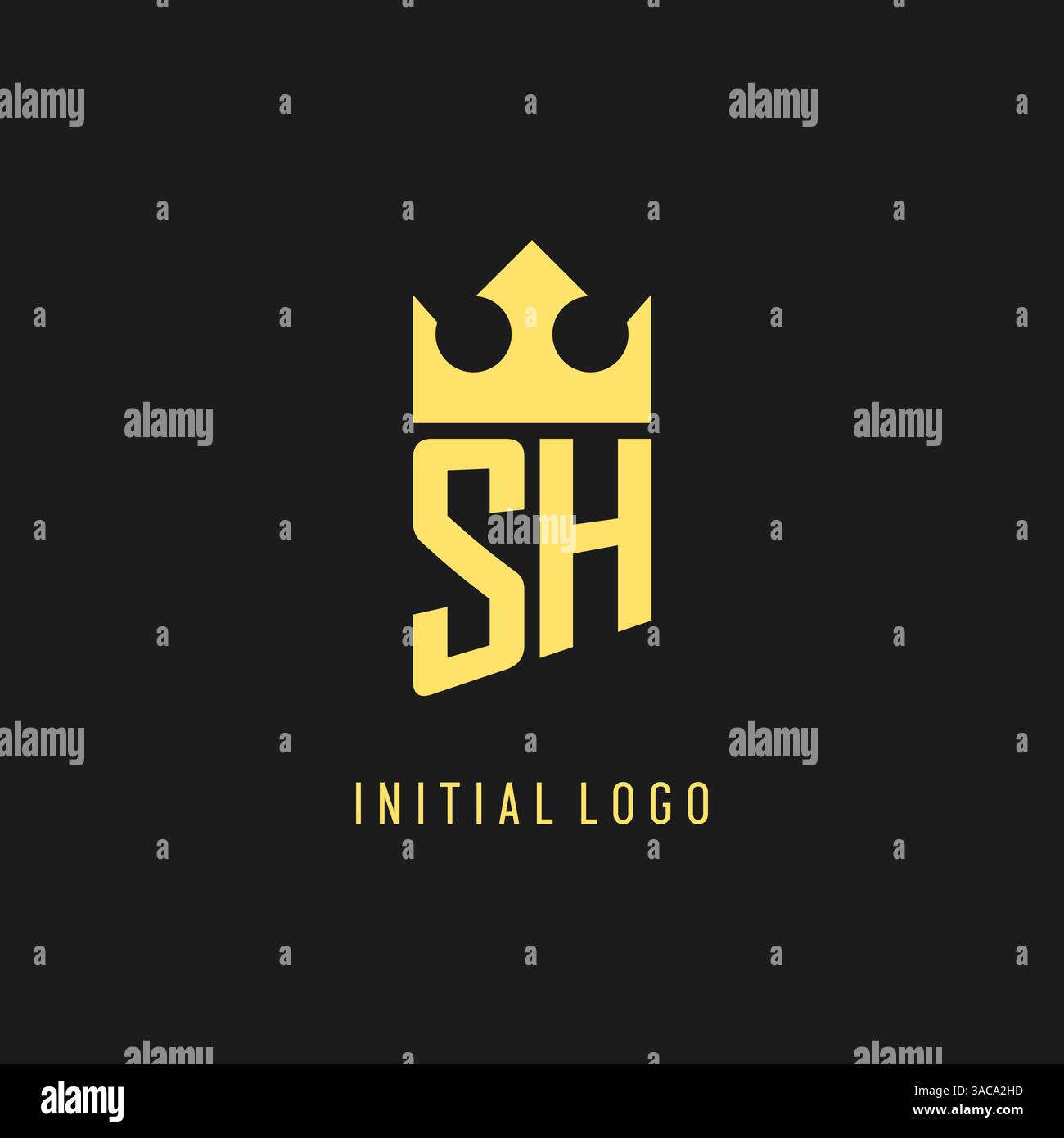 Monogram SH logo shield crown shape, elegant and luxury initial logo style vector graphic Stock Vector
