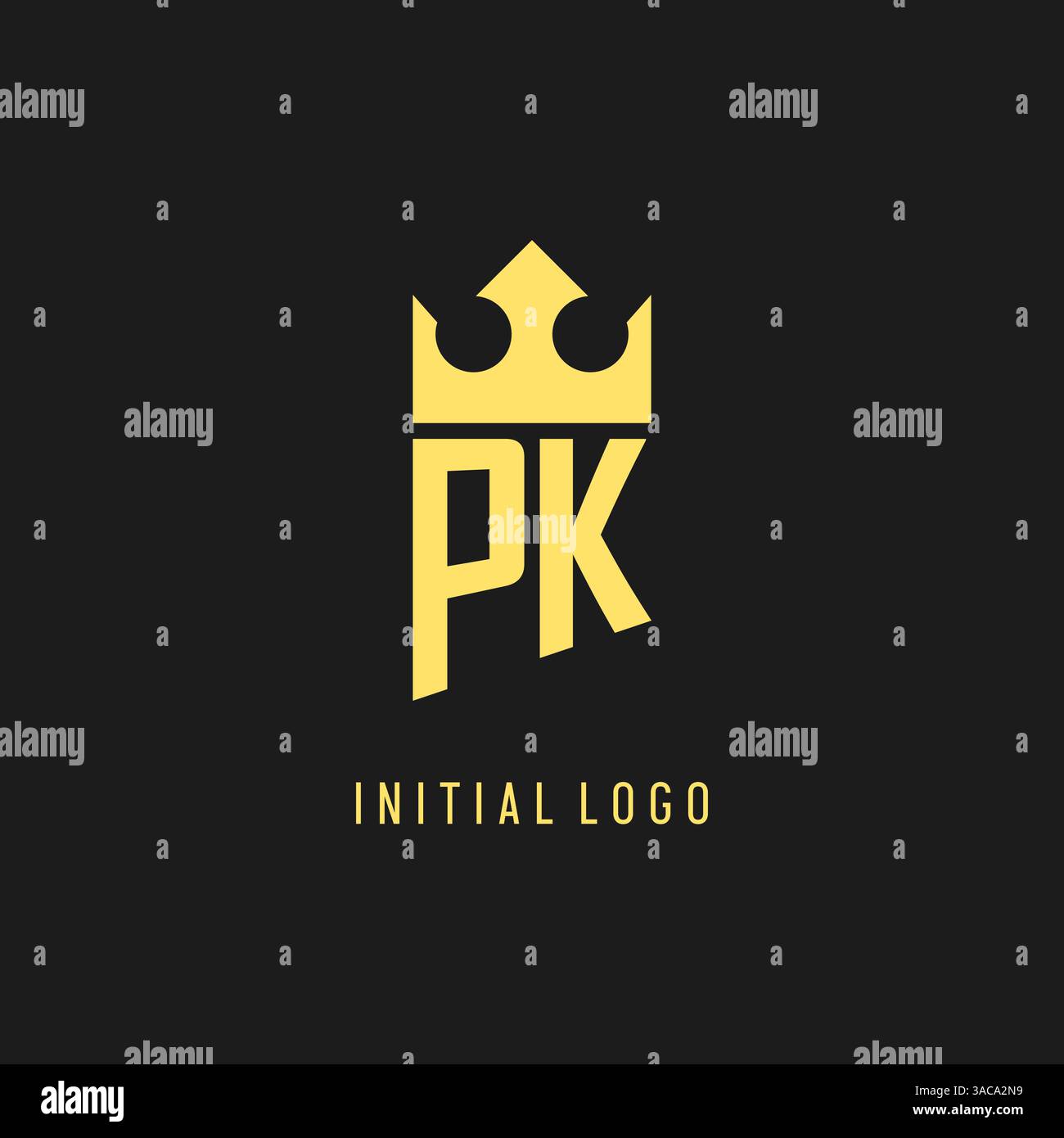 Monogram PK logo shield crown shape, elegant and luxury initial logo style vector graphic Stock Vector