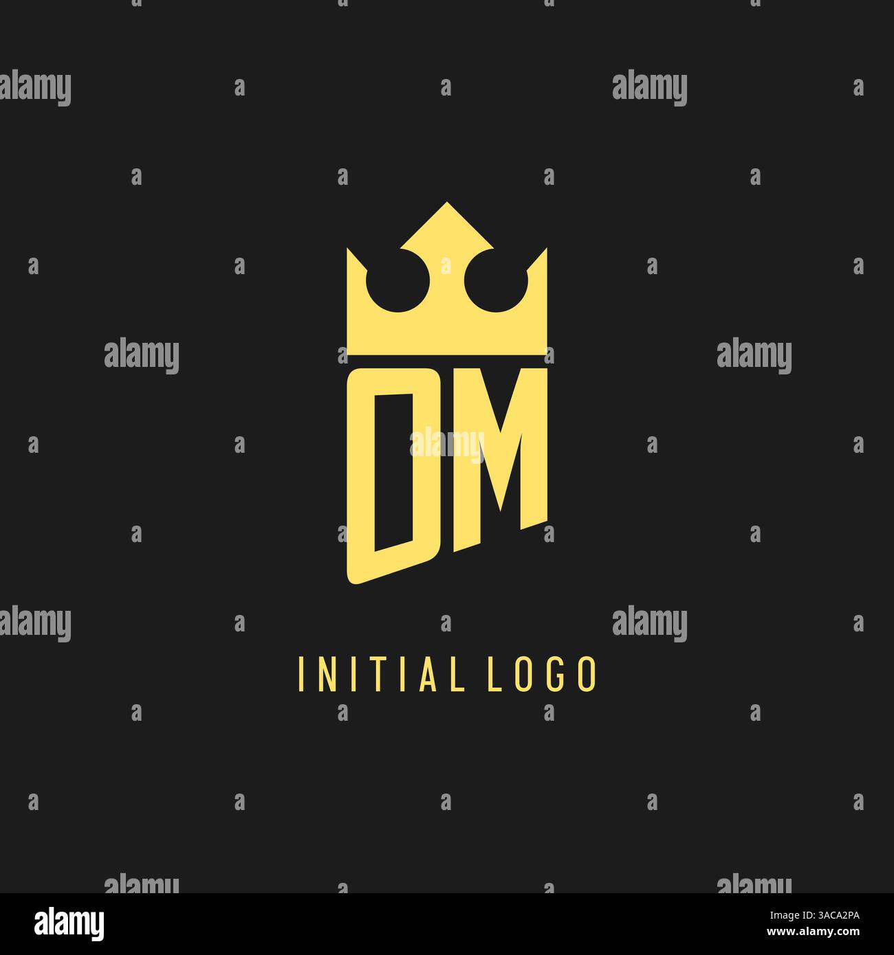 Monogram OM logo shield crown shape, elegant and luxury initial logo style vector graphic Stock Vector
