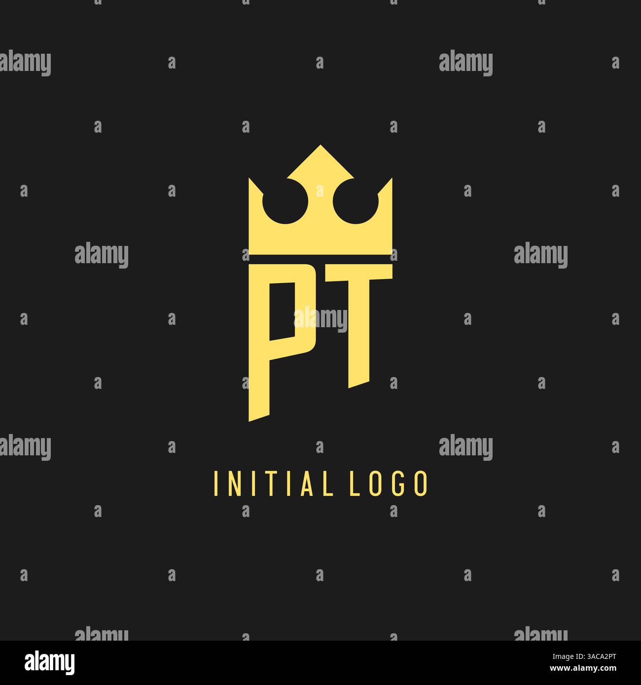 Monogram PT logo shield crown shape, elegant and luxury initial logo style vector graphic Stock Vector
