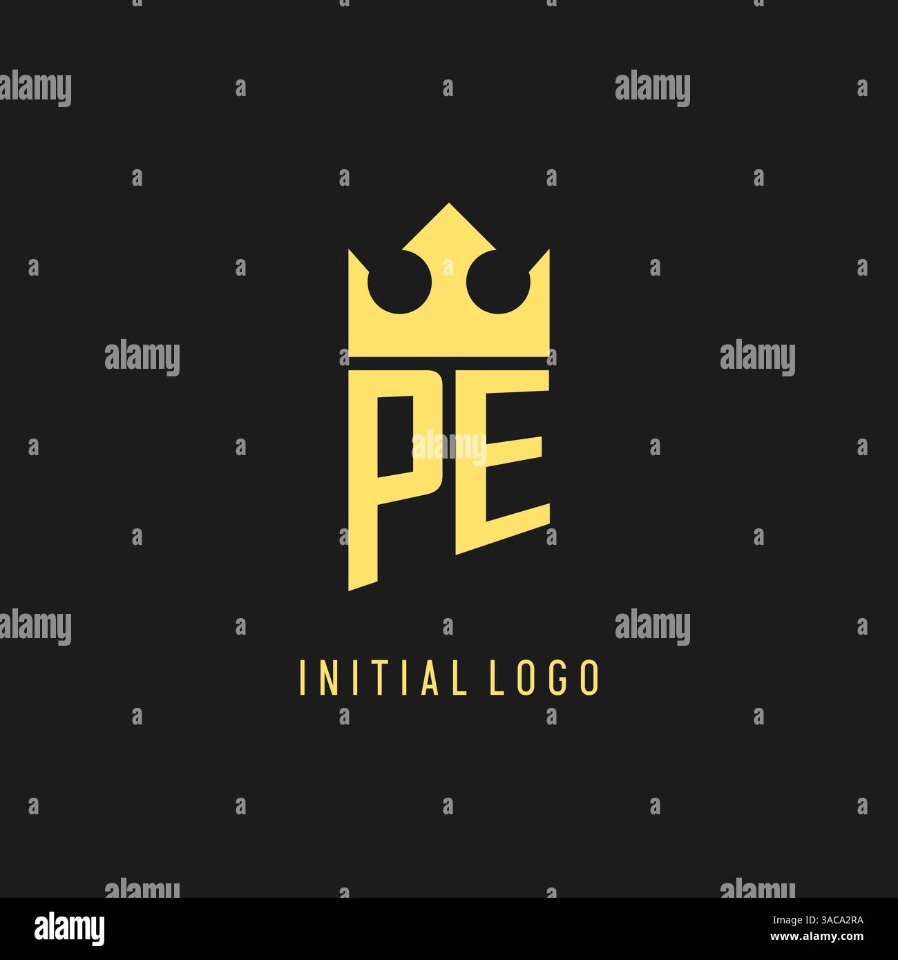 Monogram PE logo shield crown shape, elegant and luxury initial logo style vector graphic Stock Vector