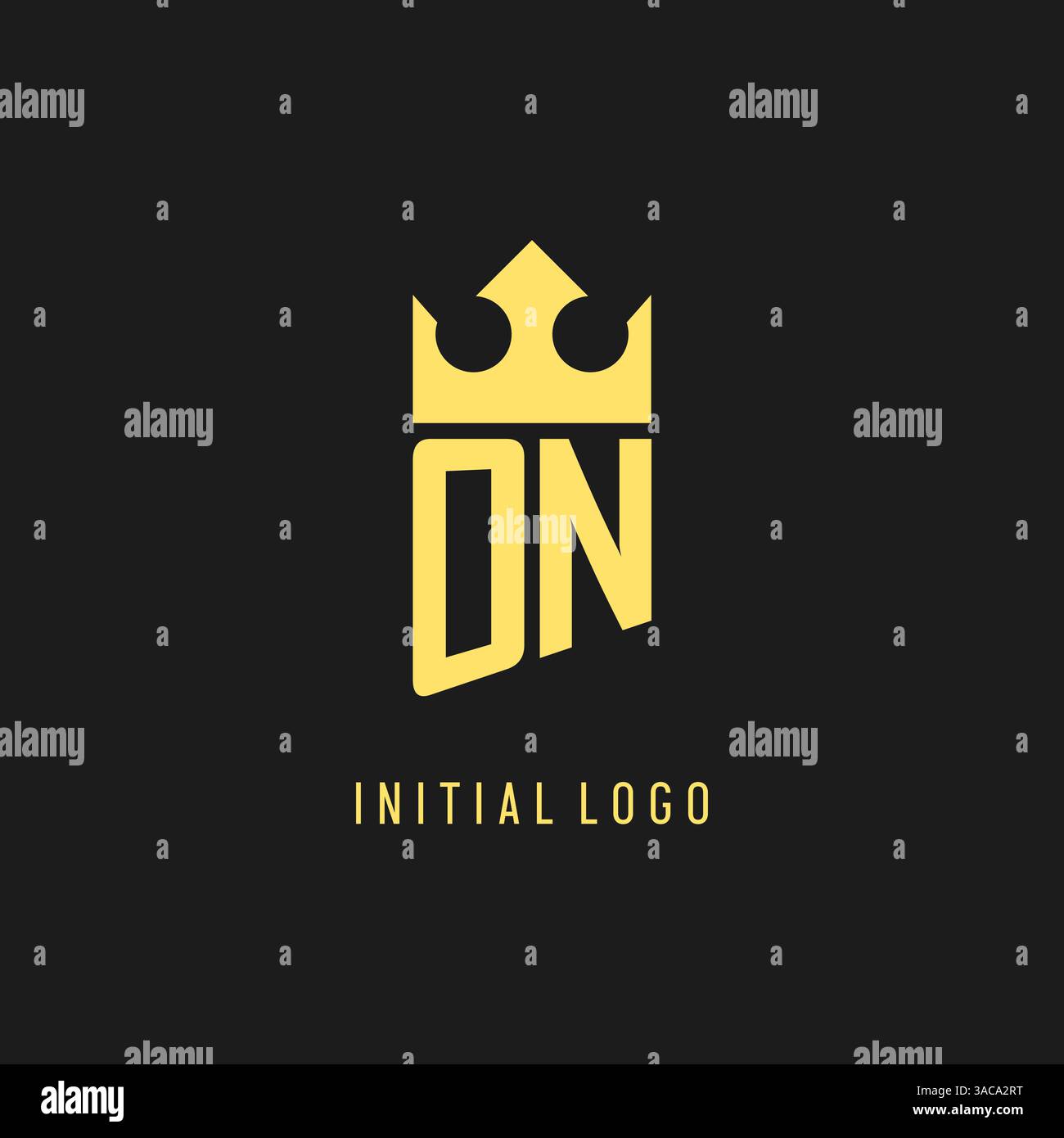 Monogram ON logo shield crown shape, elegant and luxury initial logo style vector graphic Stock Vector