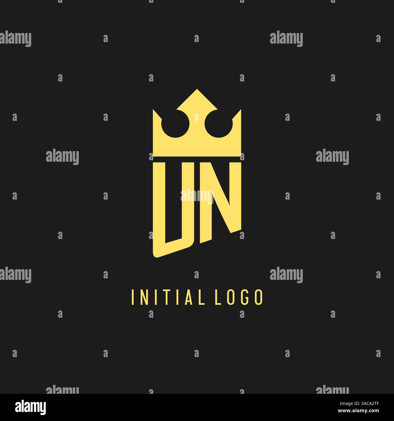 Monogram UN logo shield crown shape, elegant and luxury initial logo style vector graphic Stock Vector