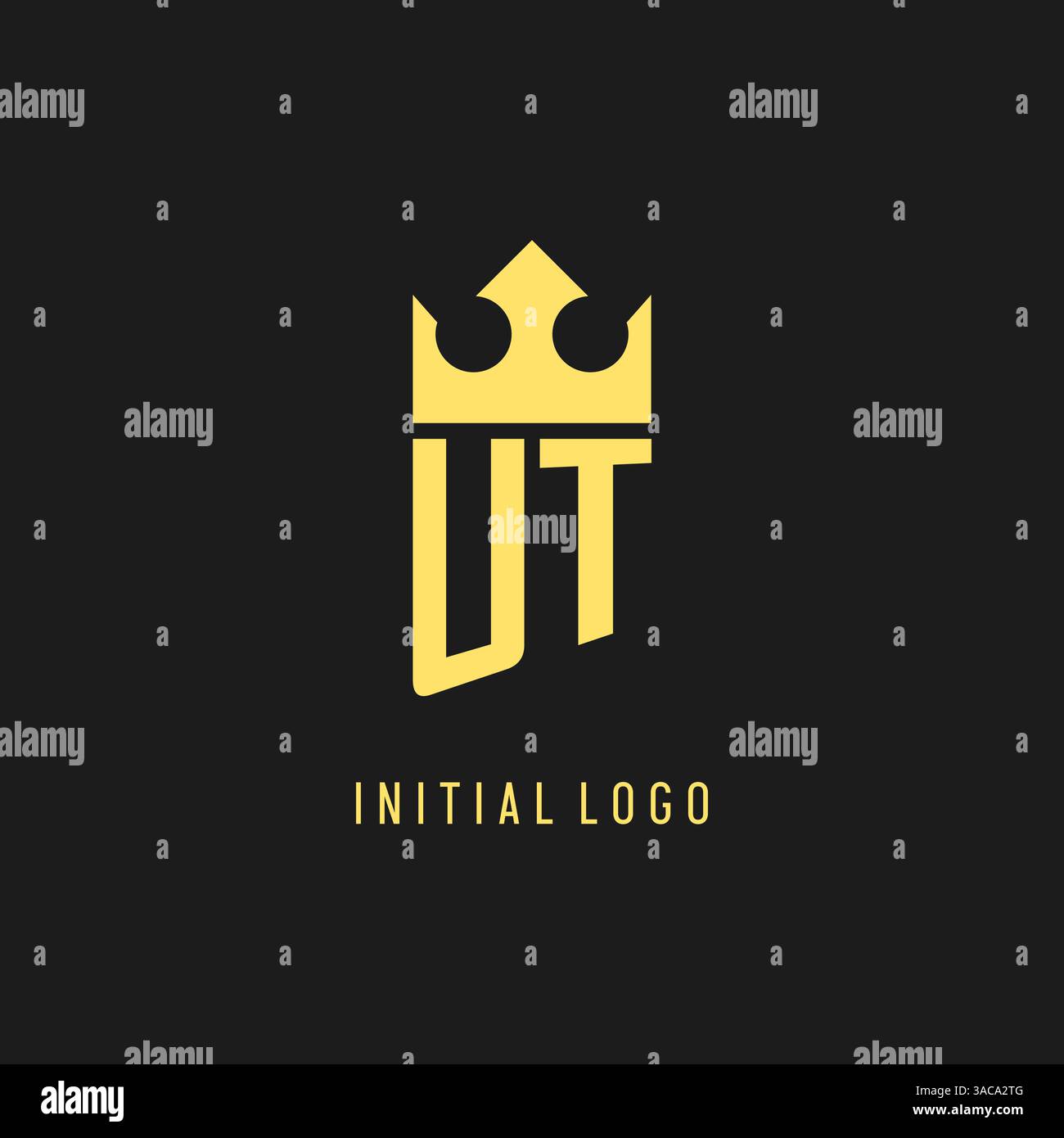 Monogram UT logo shield crown shape, elegant and luxury initial logo style vector graphic Stock Vector