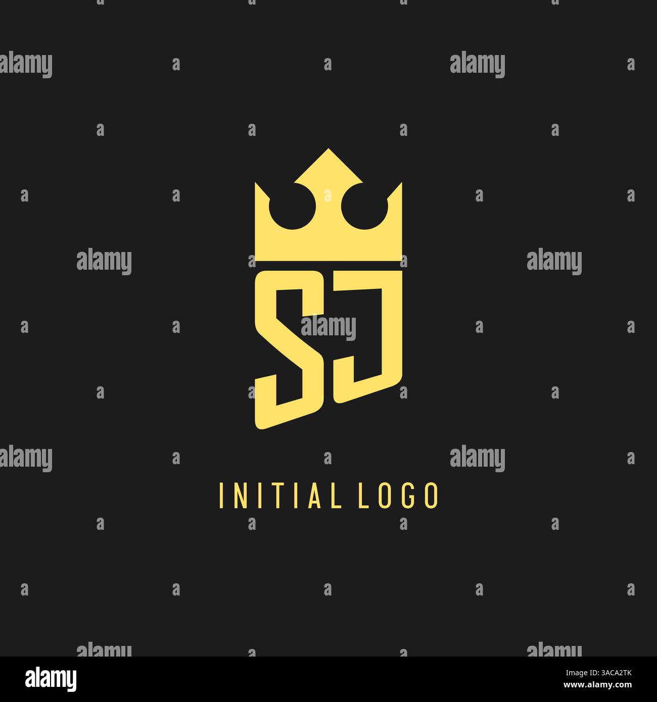 Monogram SJ logo shield crown shape, elegant and luxury initial logo style vector graphic Stock Vector