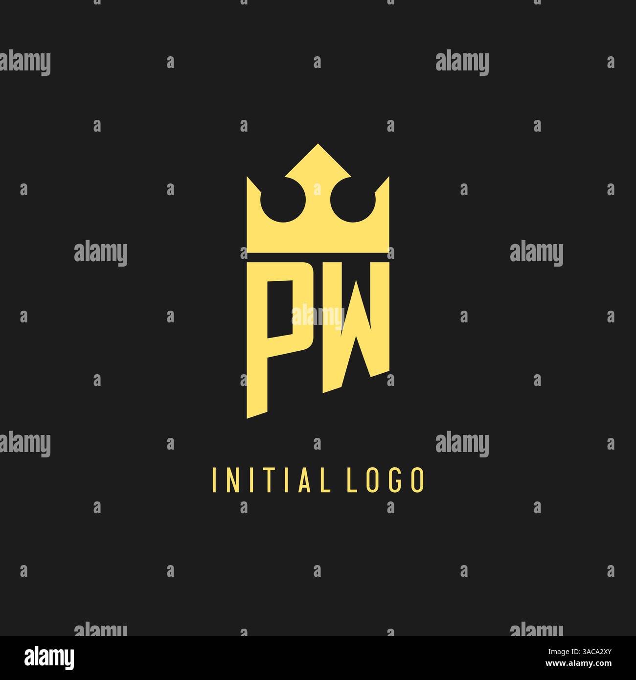 Monogram PW logo shield crown shape, elegant and luxury initial logo style vector graphic Stock Vector