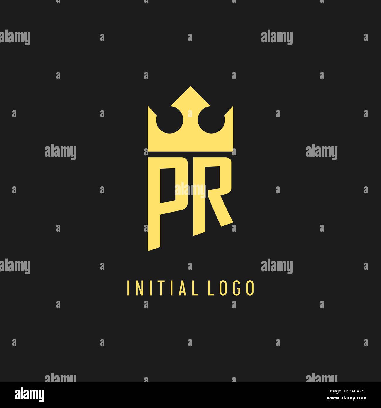 Monogram PR logo shield crown shape, elegant and luxury initial logo style vector graphic Stock Vector