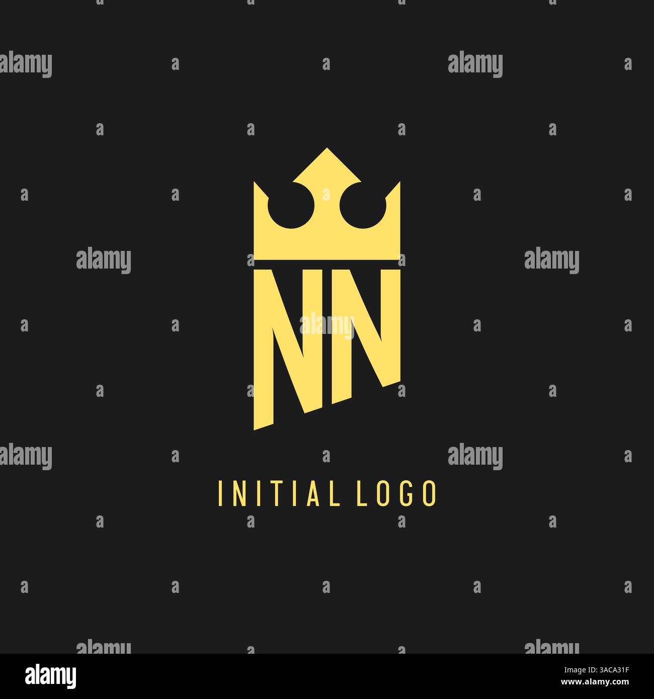 Monogram NN logo shield crown shape, elegant and luxury initial logo style vector graphic Stock Vector