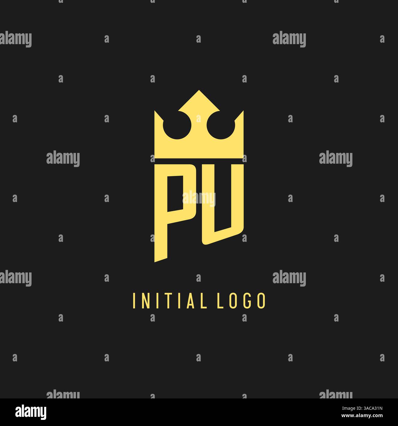 Monogram PU logo shield crown shape, elegant and luxury initial logo style vector graphic Stock Vector
