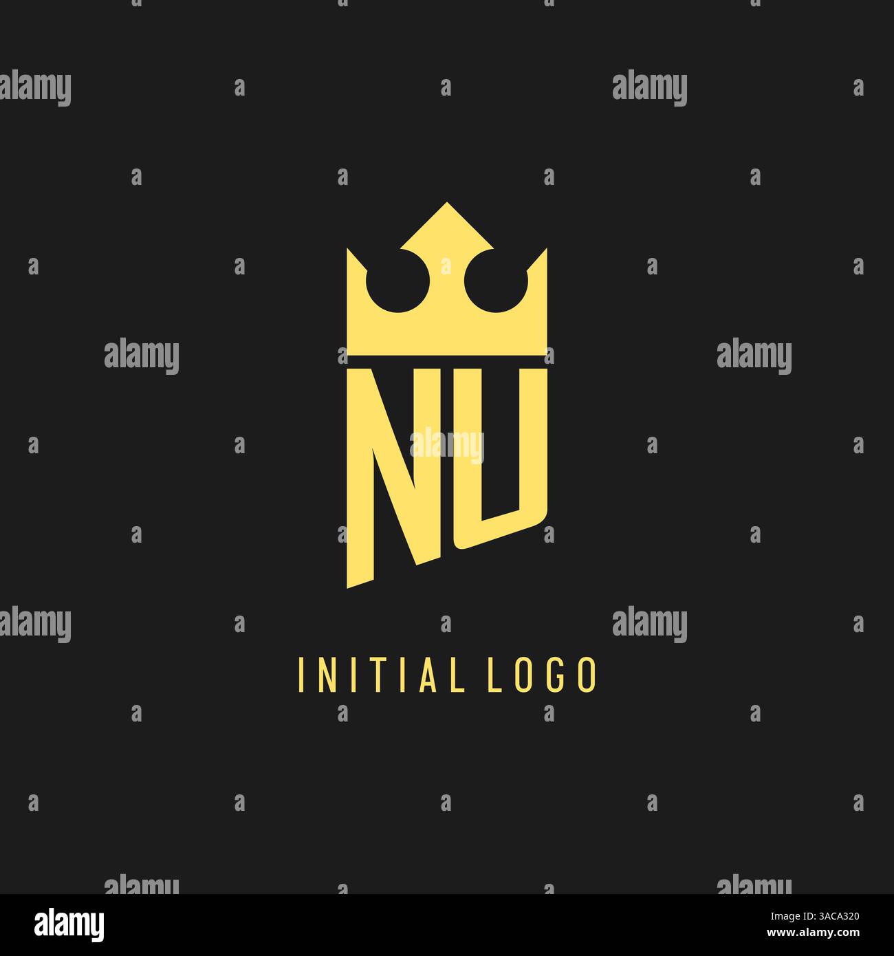 Monogram NU logo shield crown shape, elegant and luxury initial logo style vector graphic Stock Vector