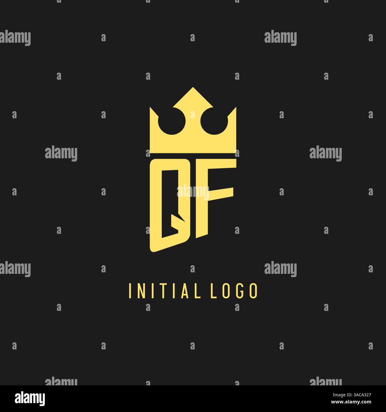 Monogram QF logo shield crown shape, elegant and luxury initial logo style vector graphic Stock Vector