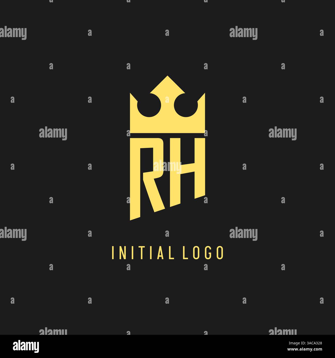 Monogram RH logo shield crown shape, elegant and luxury initial logo style vector graphic Stock Vector