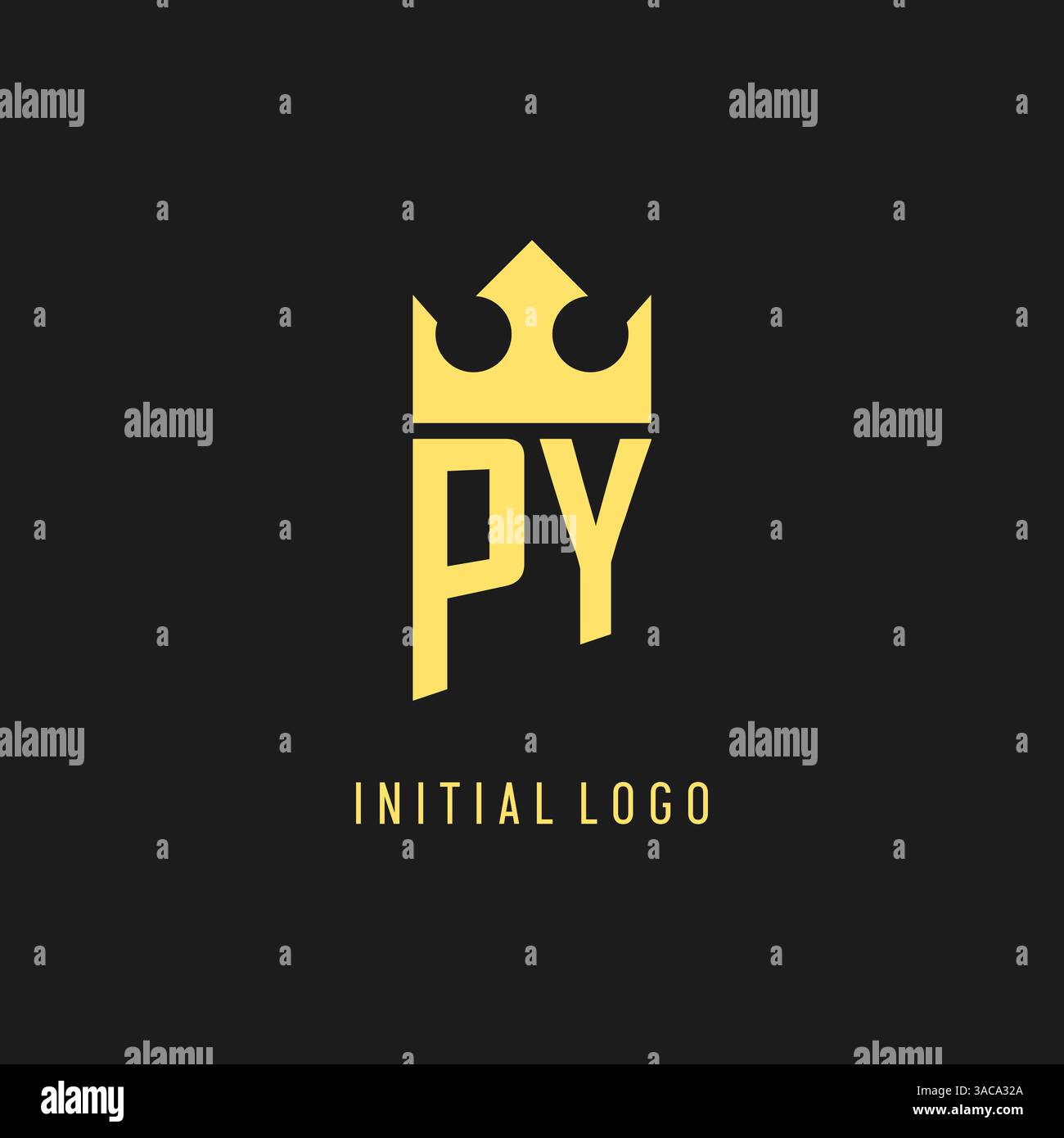 Monogram PY logo shield crown shape, elegant and luxury initial logo style vector graphic Stock Vector