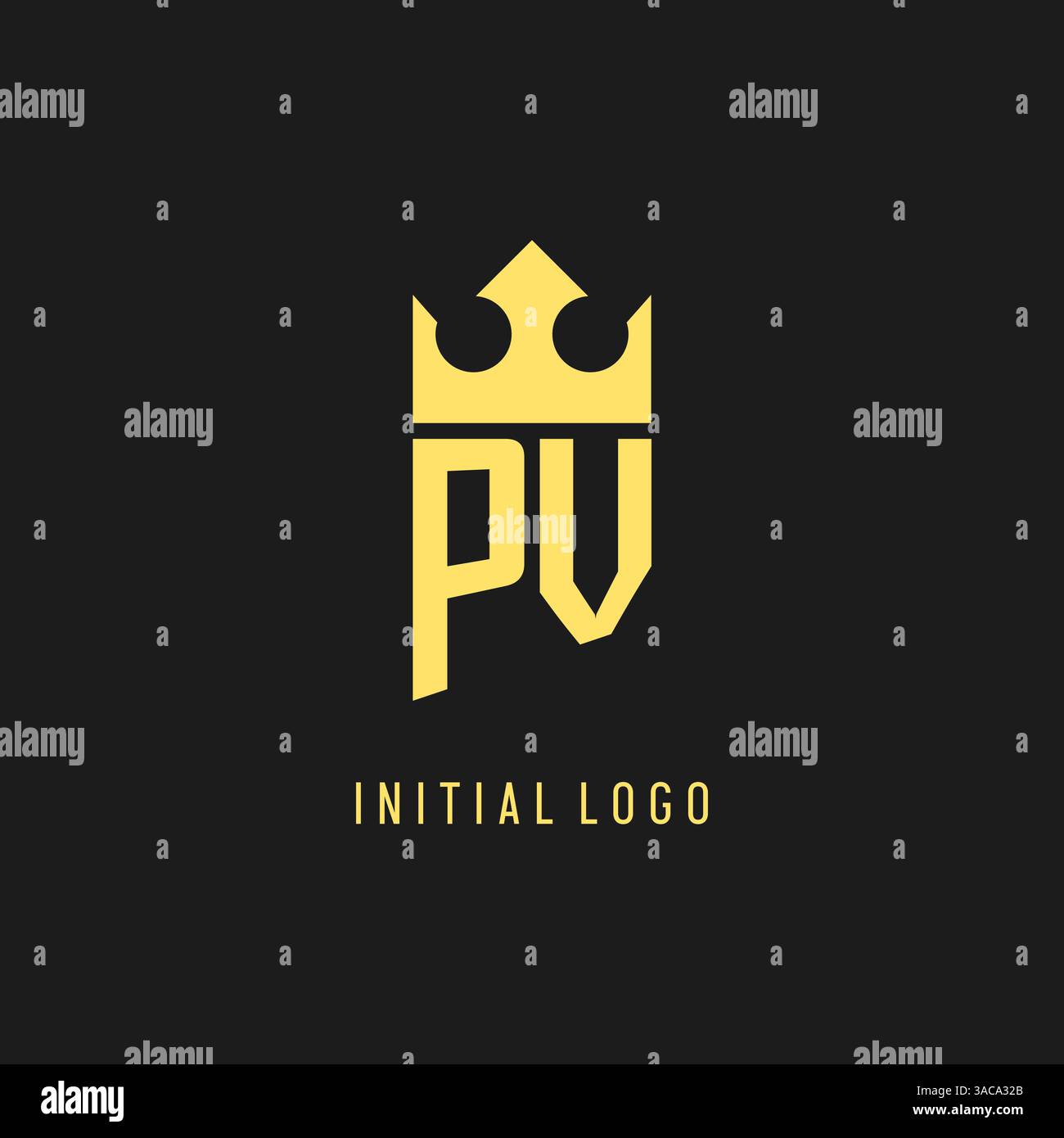 Monogram PV logo shield crown shape, elegant and luxury initial logo style vector graphic Stock Vector