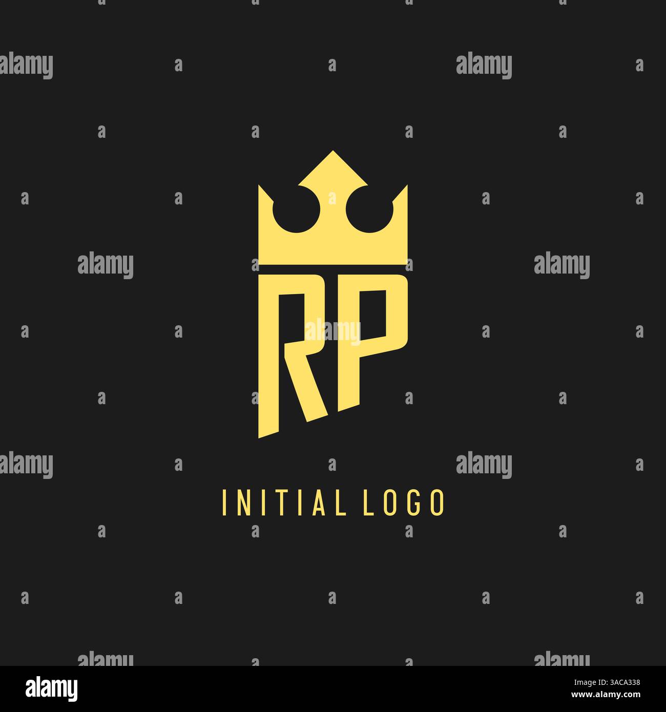 Monogram RP logo shield crown shape, elegant and luxury initial logo style vector graphic Stock Vector