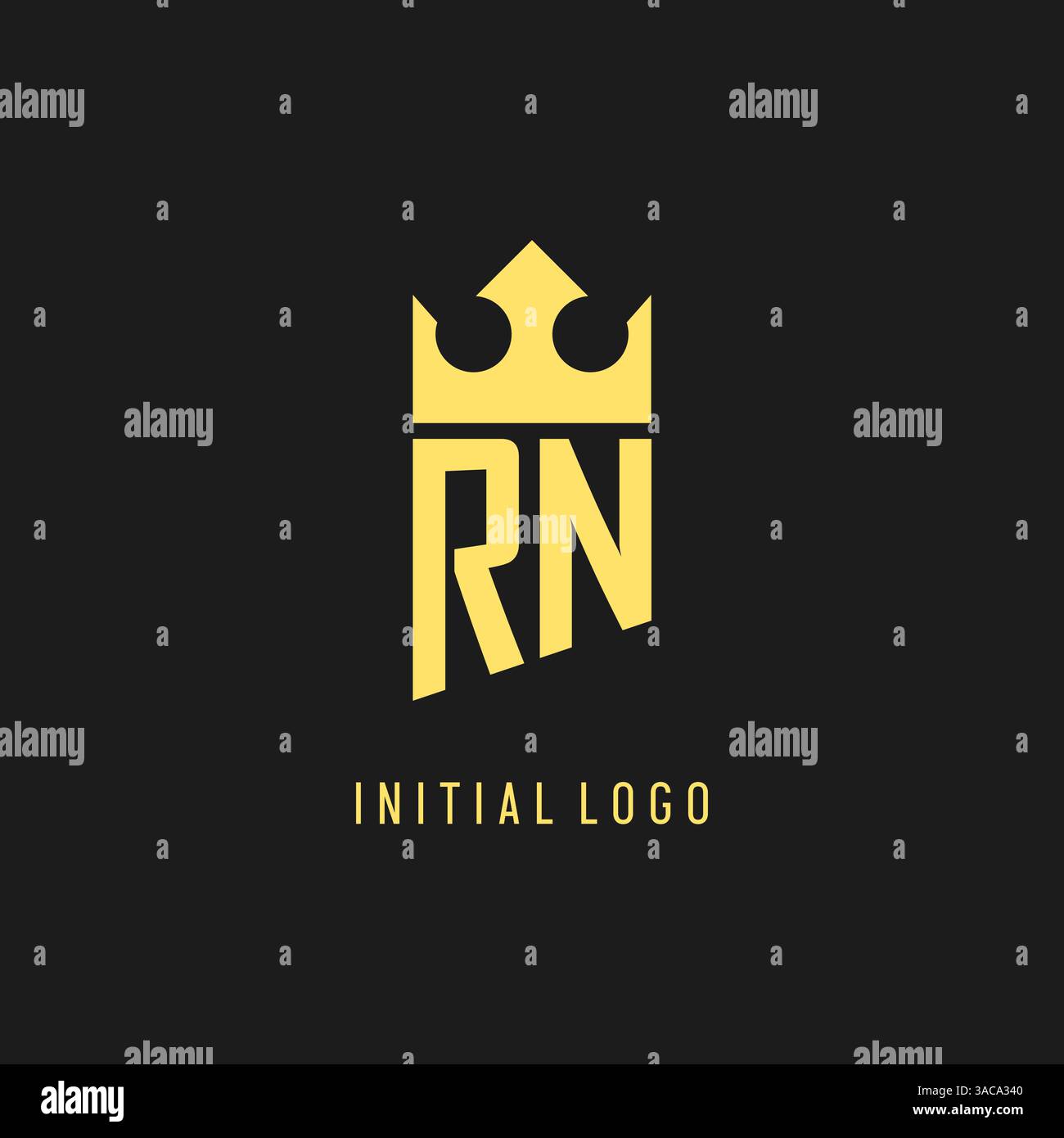 Monogram RN logo shield crown shape, elegant and luxury initial logo style vector graphic Stock Vector