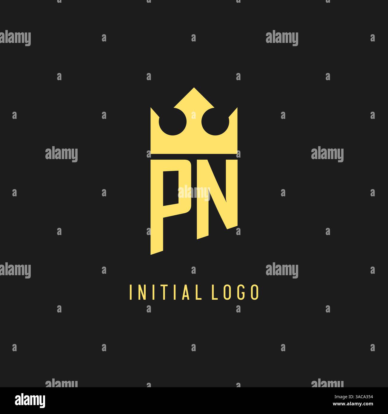 Monogram PN logo shield crown shape, elegant and luxury initial logo style vector graphic Stock Vector