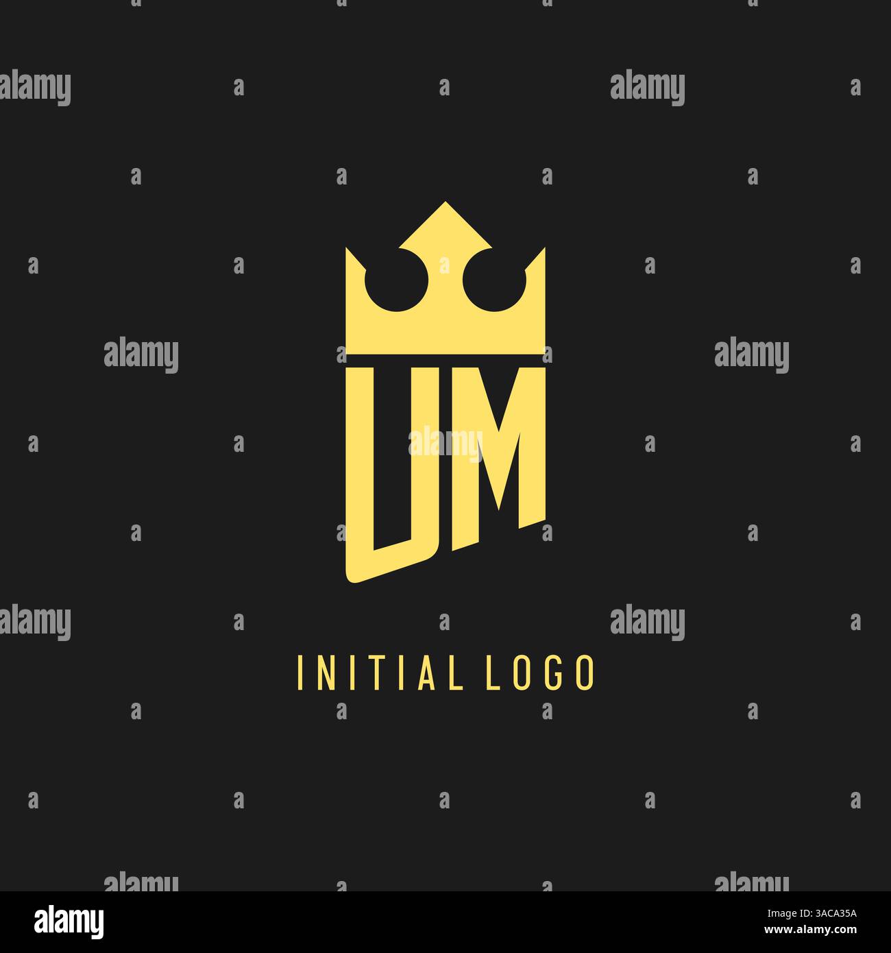 Monogram UM logo shield crown shape, elegant and luxury initial logo style vector graphic Stock Vector