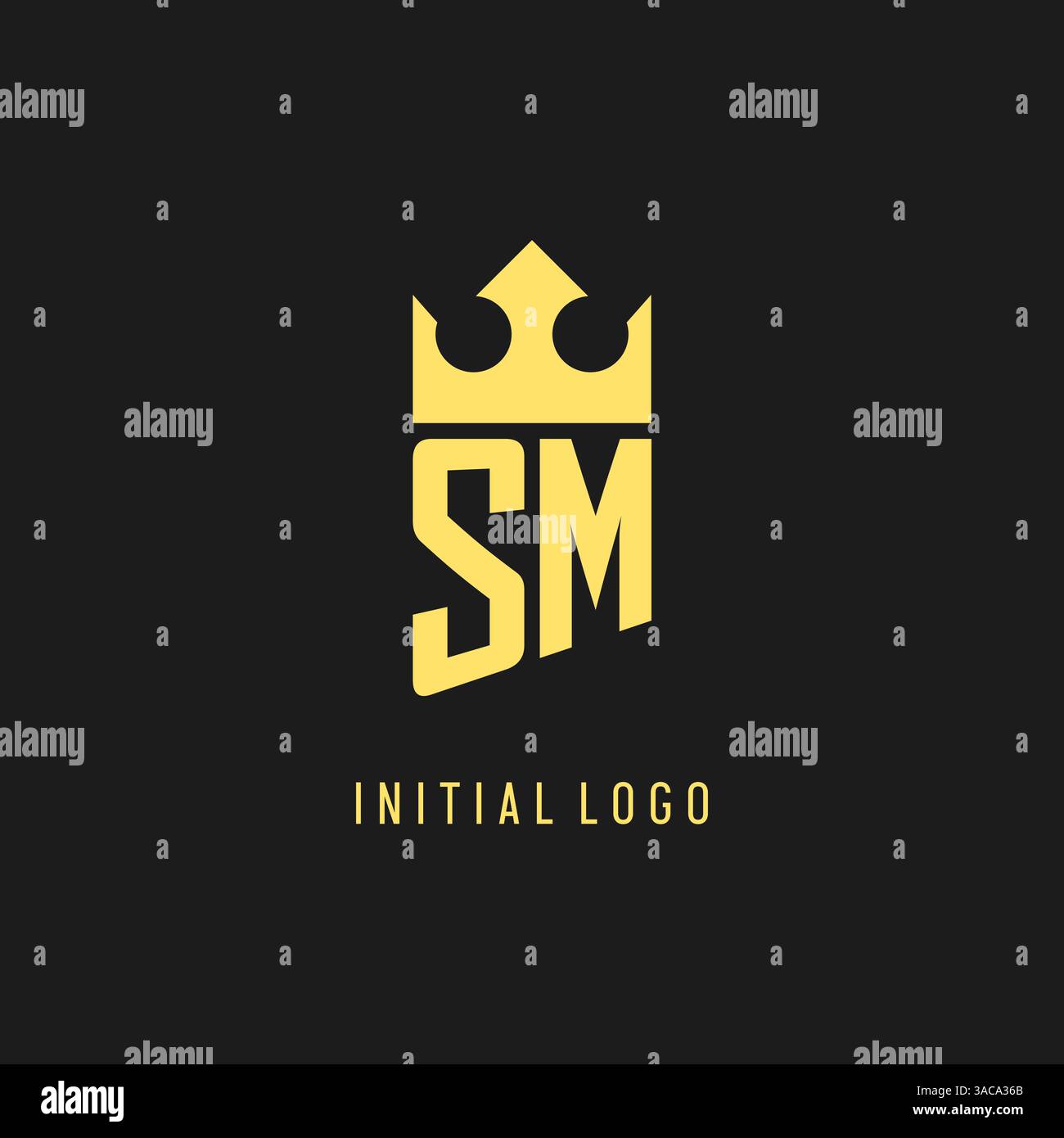 Monogram SM logo shield crown shape, elegant and luxury initial logo style vector graphic Stock Vector