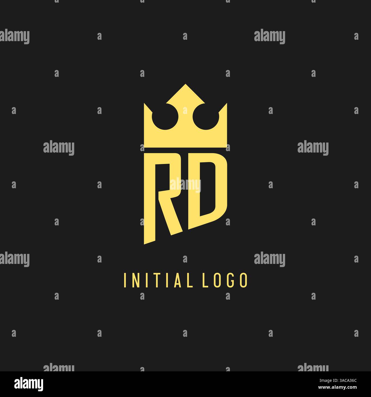 Monogram RD logo shield crown shape, elegant and luxury initial logo style vector graphic Stock Vector
