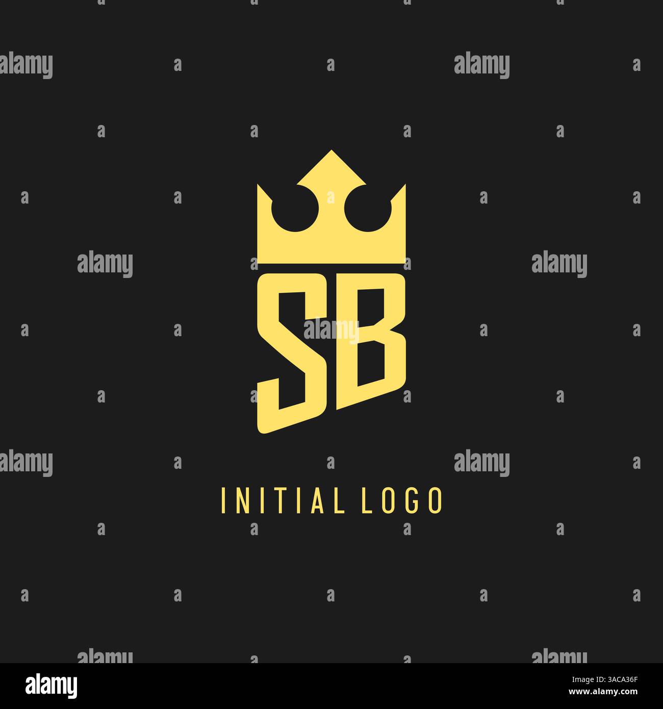 Monogram SB logo shield crown shape, elegant and luxury initial logo style vector graphic Stock Vector