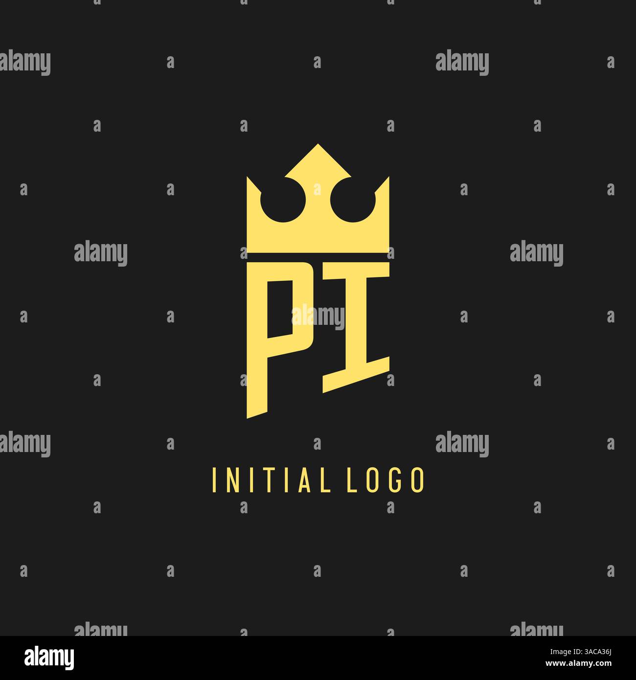 Monogram PI logo shield crown shape, elegant and luxury initial logo style vector graphic Stock Vector