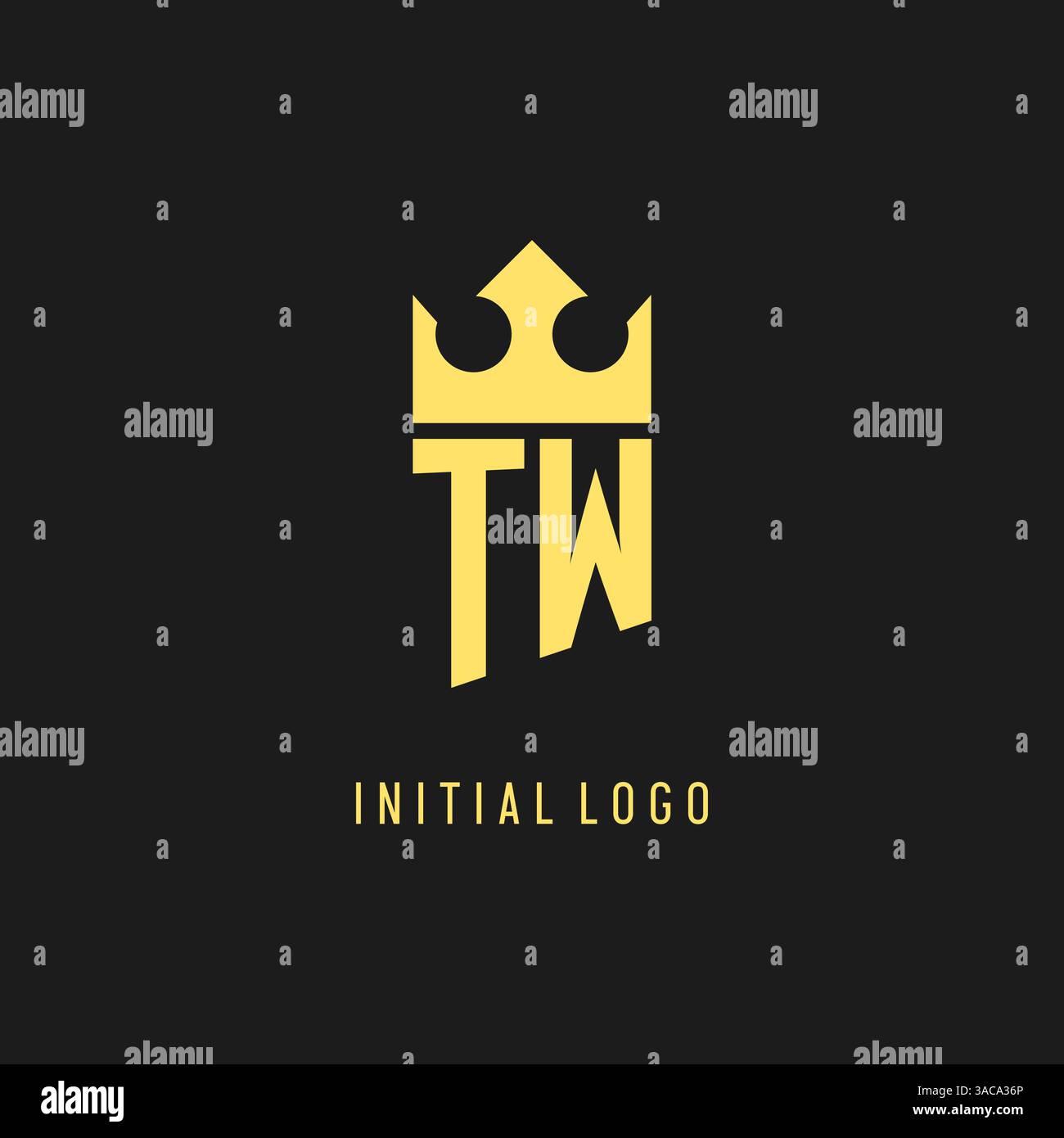 Monogram TW logo shield crown shape, elegant and luxury initial logo style vector graphic Stock Vector