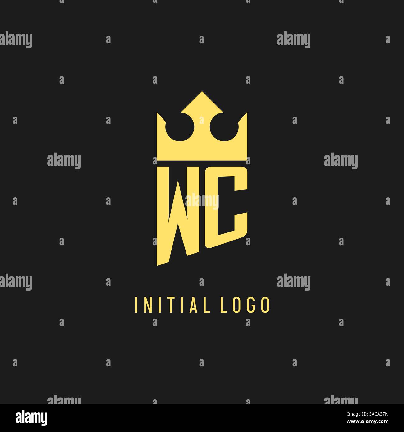 Monogram WC logo shield crown shape, elegant and luxury initial logo style vector graphic Stock Vector