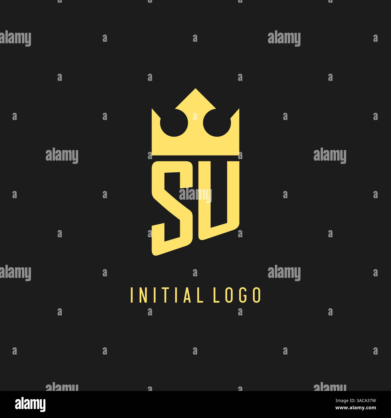 Monogram SU logo shield crown shape, elegant and luxury initial logo style vector graphic Stock Vector