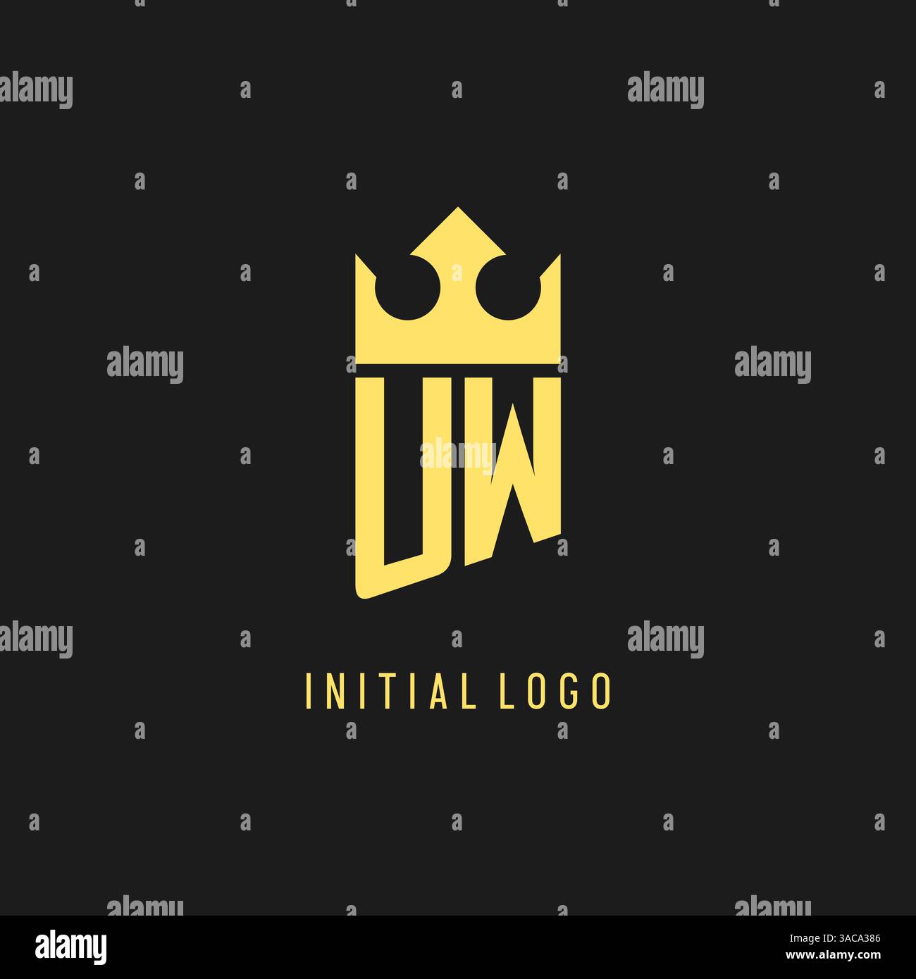 Monogram UW logo shield crown shape, elegant and luxury initial logo style vector graphic Stock Vector