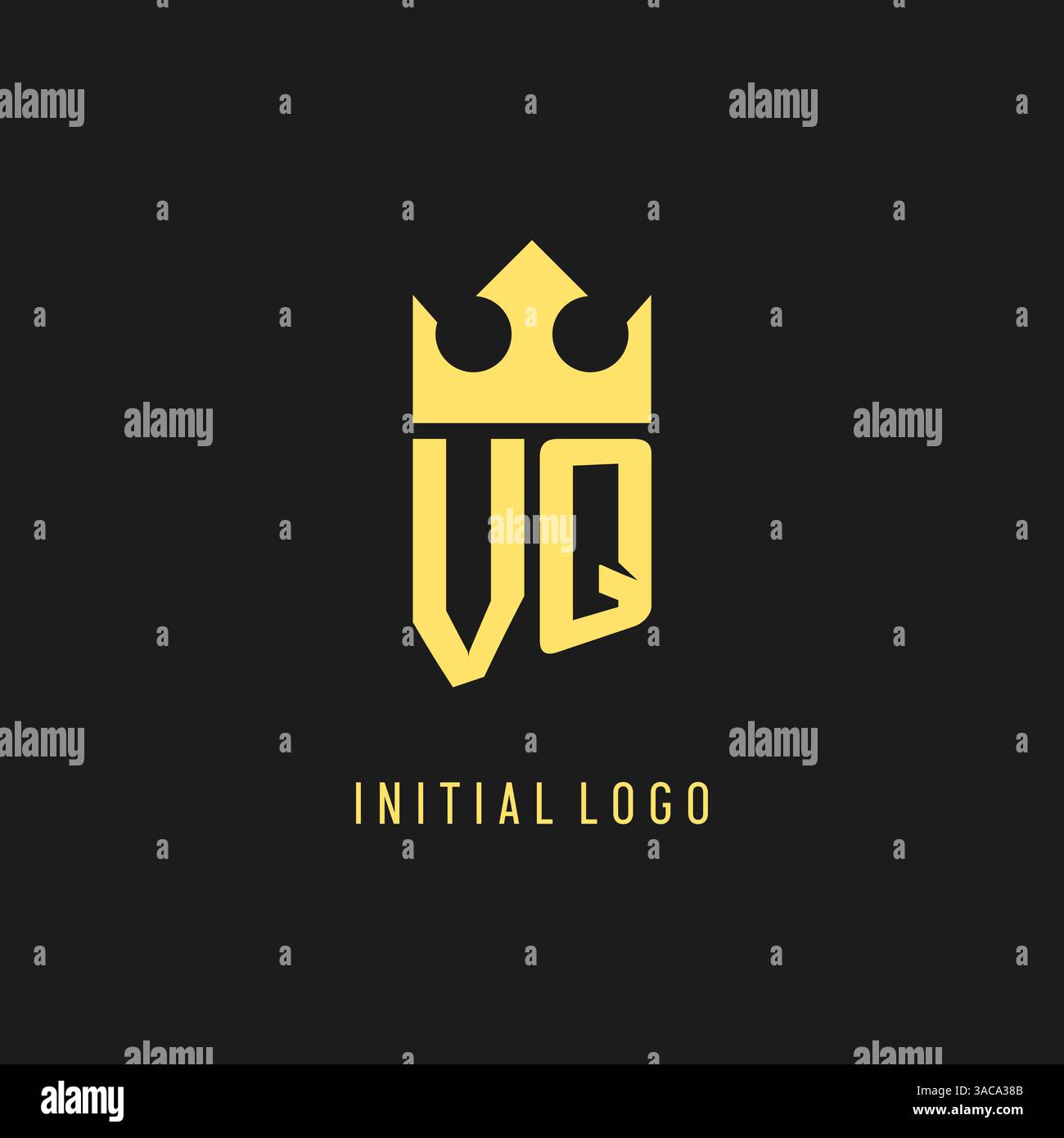 Monogram VQ logo shield crown shape, elegant and luxury initial logo style vector graphic Stock Vector