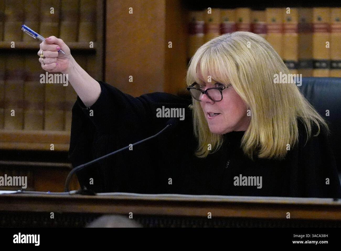 Judge Beverly Cannone speaks to prospective jurors during jury ...