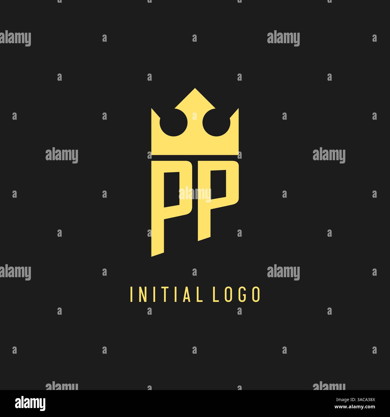 Monogram PP logo shield crown shape, elegant and luxury initial logo style vector graphic Stock Vector