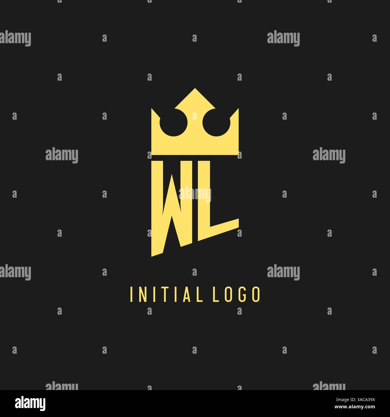 Monogram WL logo shield crown shape, elegant and luxury initial logo style vector graphic Stock Vector