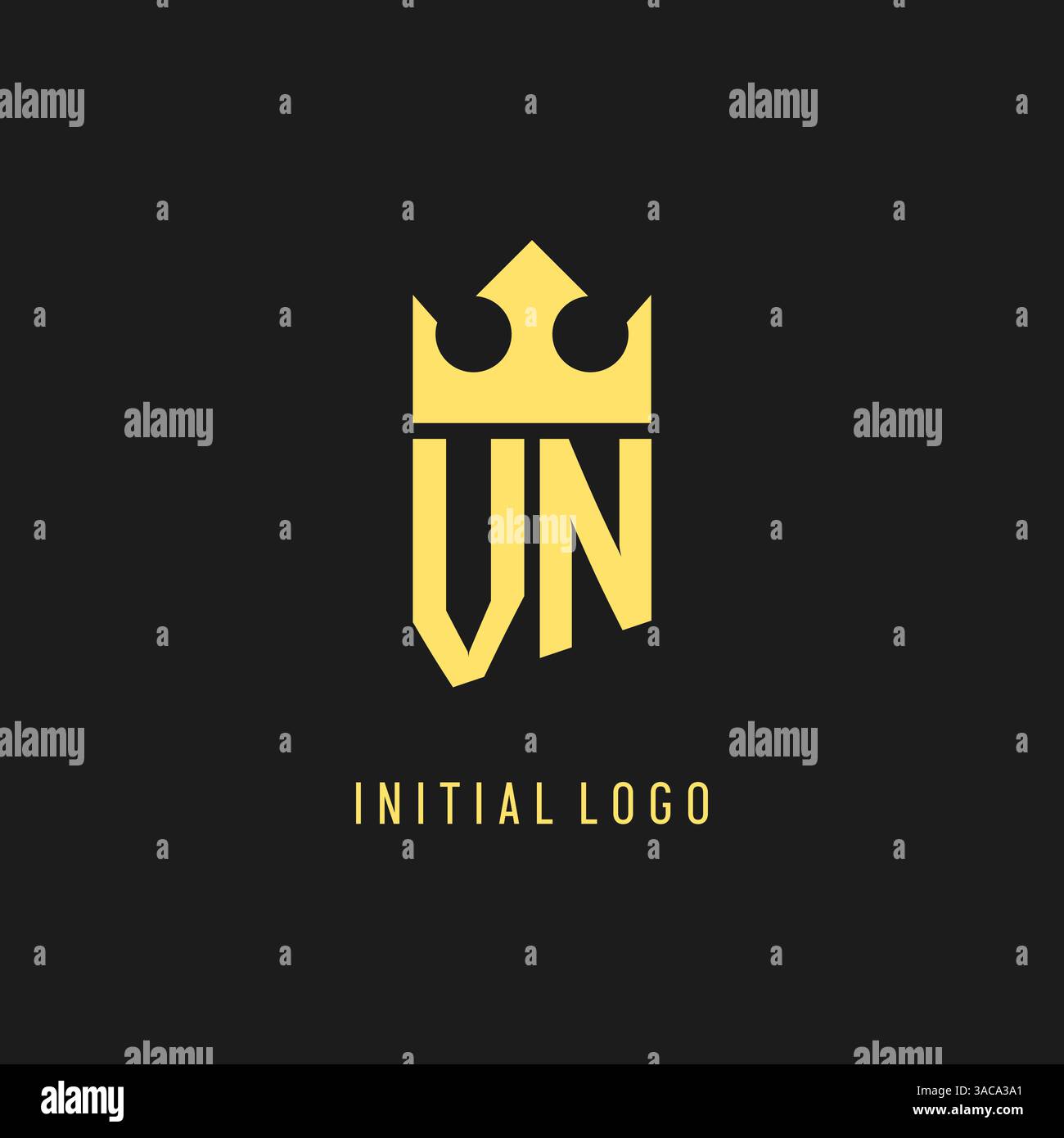 Monogram VN logo shield crown shape, elegant and luxury initial logo style vector graphic Stock Vector