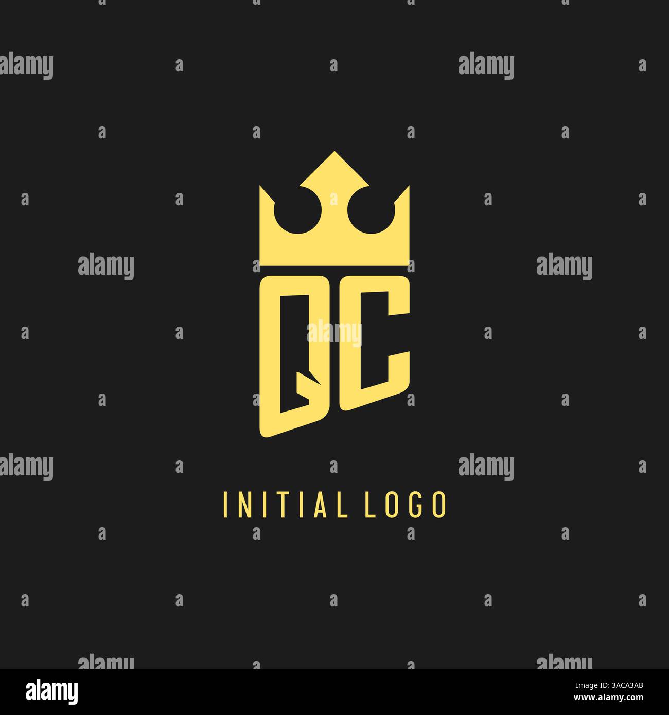Monogram QC logo shield crown shape, elegant and luxury initial logo style vector graphic Stock Vector