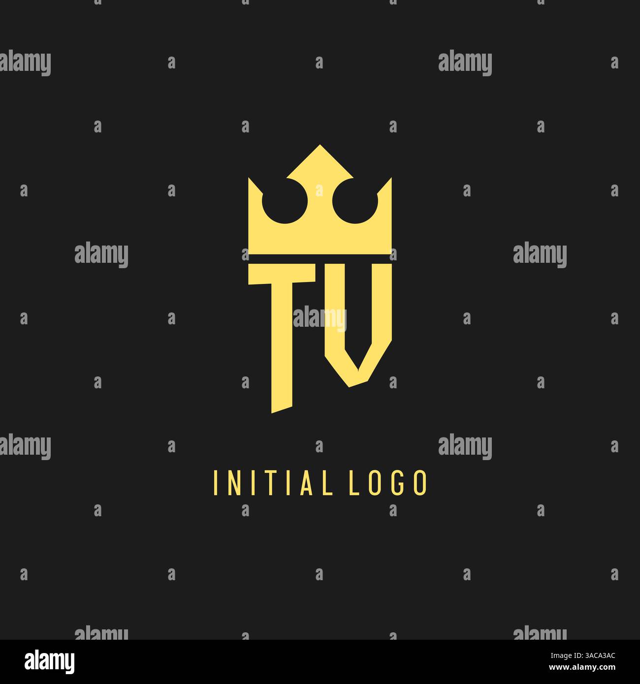 Monogram TV logo shield crown shape, elegant and luxury initial logo style vector graphic Stock Vector