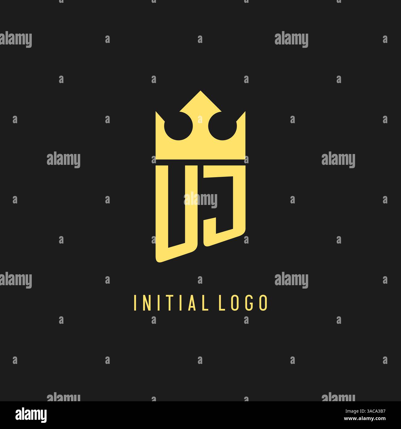 Monogram UJ logo shield crown shape, elegant and luxury initial logo style vector graphic Stock Vector