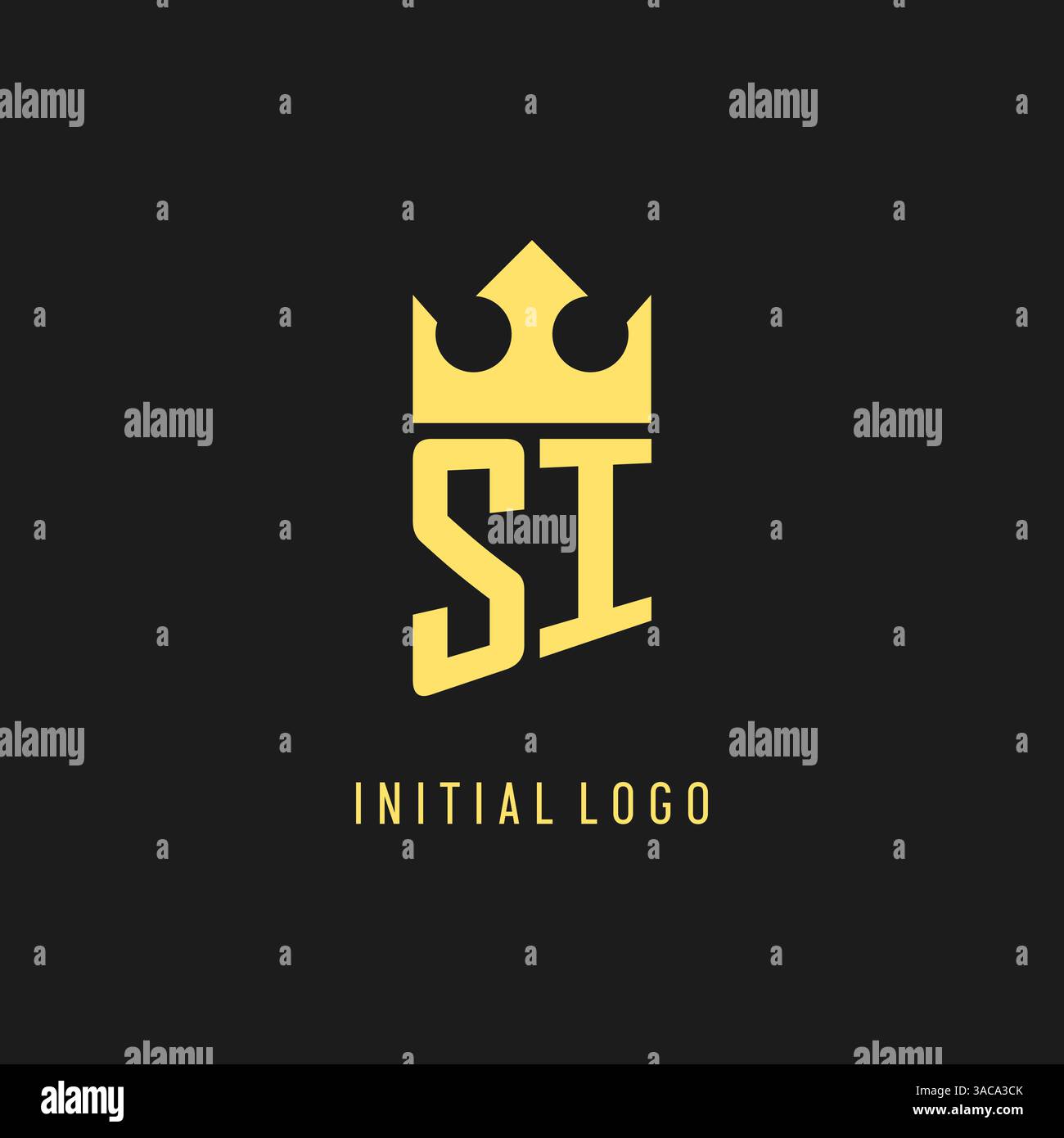 Monogram SI logo shield crown shape, elegant and luxury initial logo style vector graphic Stock Vector
