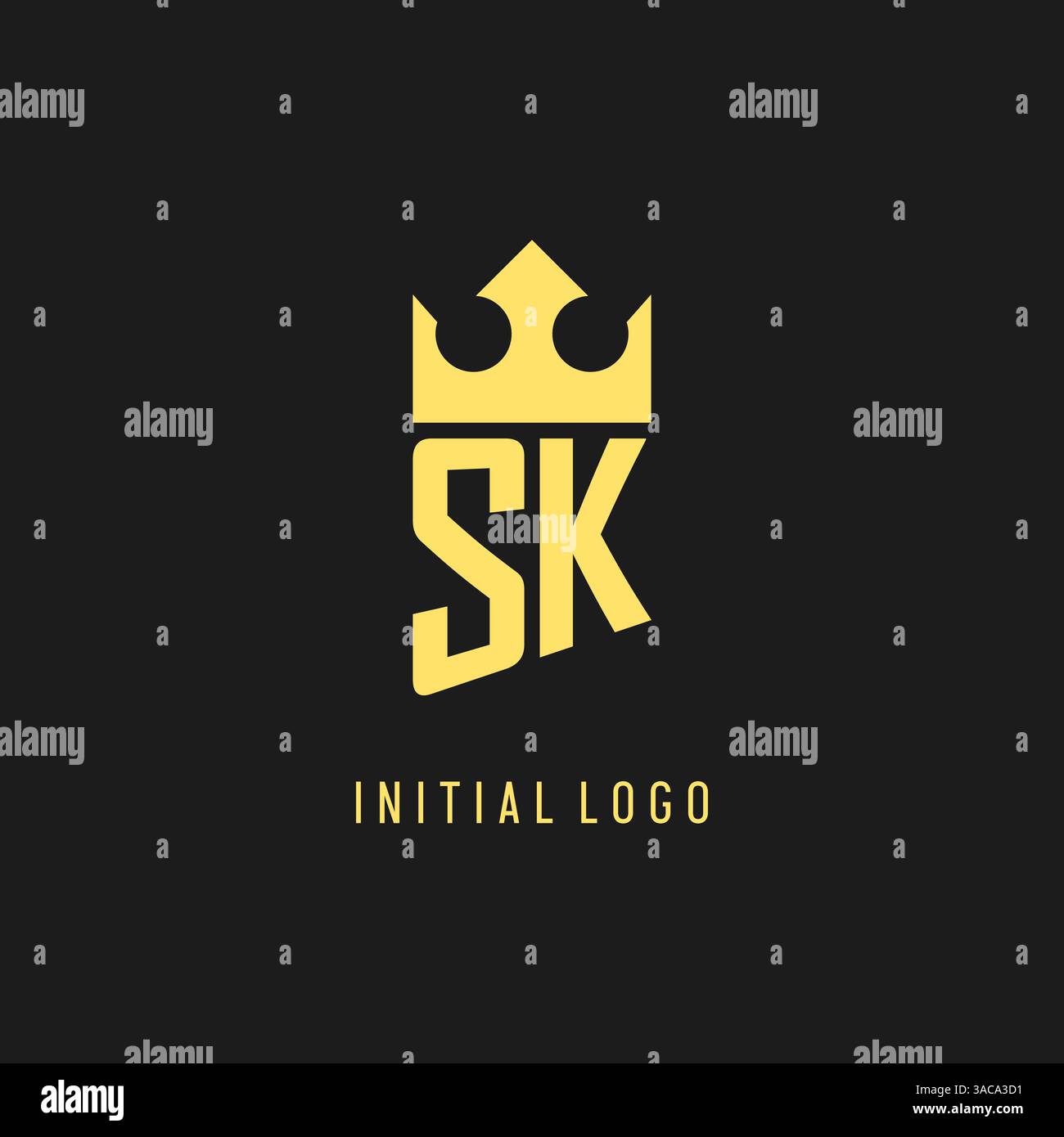 Monogram SK logo shield crown shape, elegant and luxury initial logo style vector graphic Stock Vector