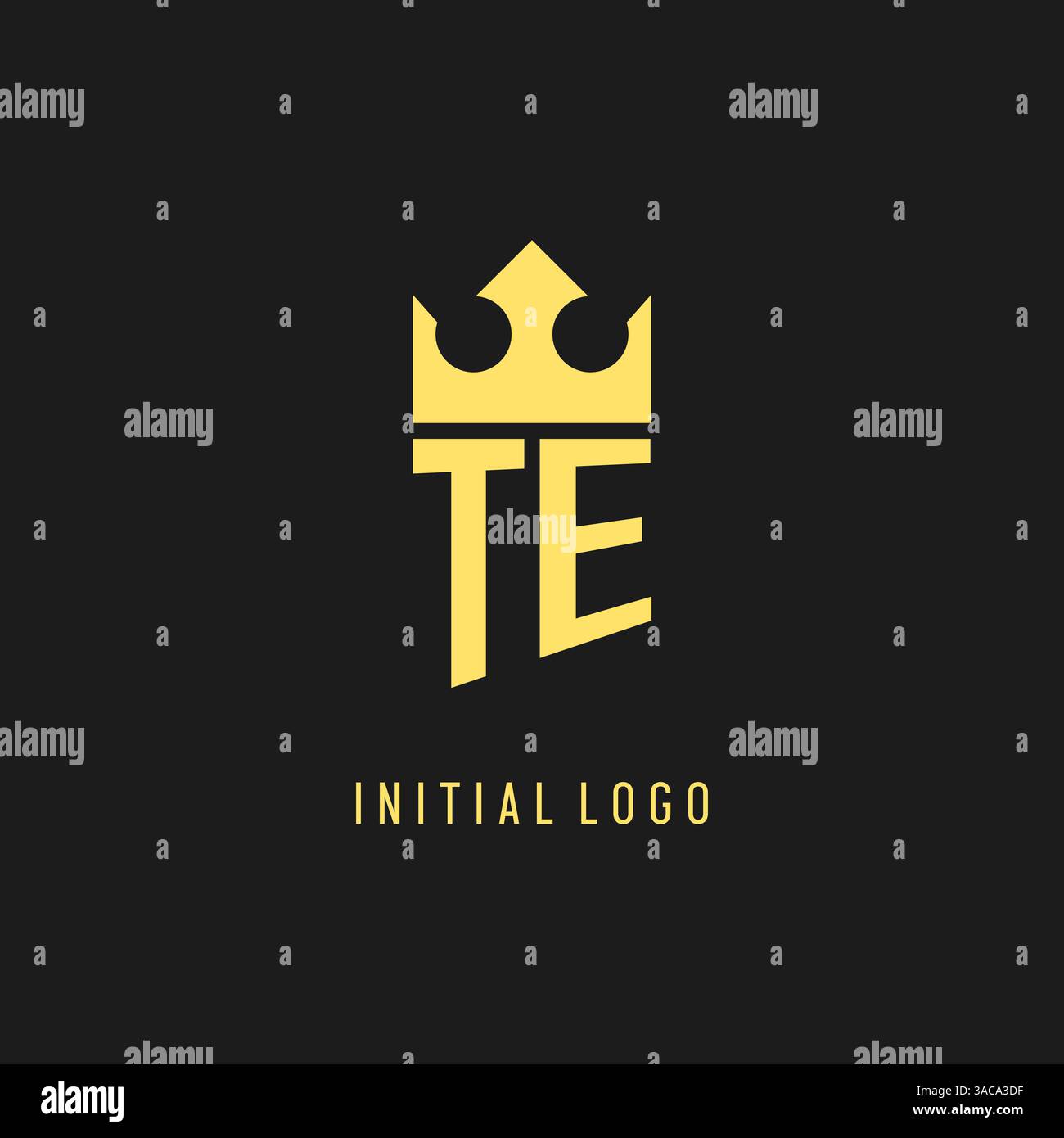 Monogram TE logo shield crown shape, elegant and luxury initial logo style vector graphic Stock Vector
