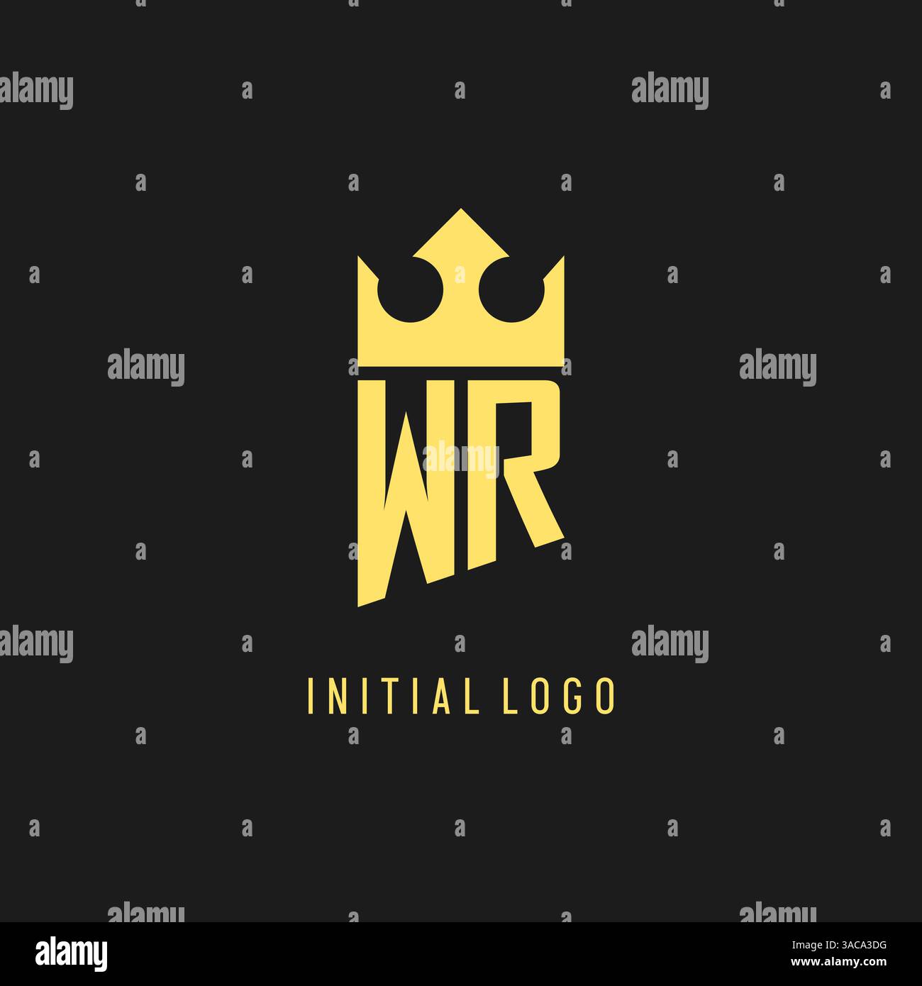 Monogram WR logo shield crown shape, elegant and luxury initial logo style vector graphic Stock Vector