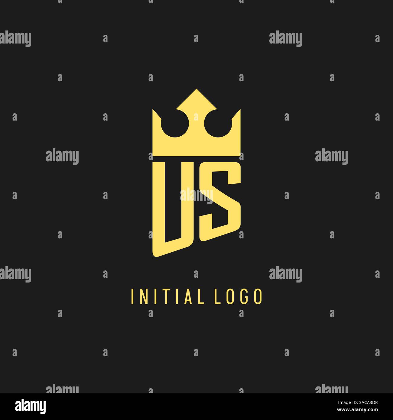 Monogram US logo shield crown shape, elegant and luxury initial logo style vector graphic Stock Vector
