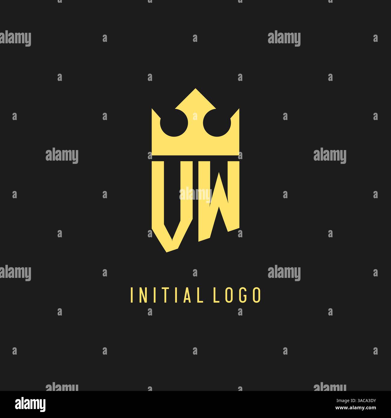 Monogram VW logo shield crown shape, elegant and luxury initial logo style vector graphic Stock Vector